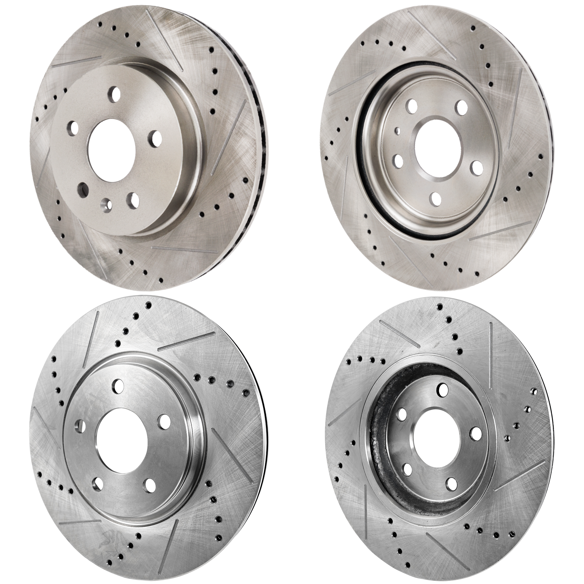AM IMPALA 14-20 LACROSSE 10-16 FRONT AND REAR BRAKE DISC 4 Wheel Set Cross drilled and Slotted Vented 5 Lugs SKU SETSTPC27110027DRS4B OEM 41260-55174-493112-850160-8862