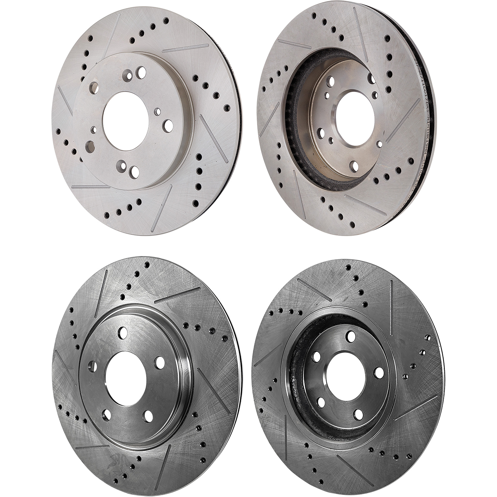 AM IMPALA 11-13 IMPALA LIMITED 14-16 FRONT AND REAR BRAKE DISC 4 Wheel Set Cross drilled and Slotted SKU SETSTPC27110072DRS4B OEM 19372-55126-145654-493755-5804