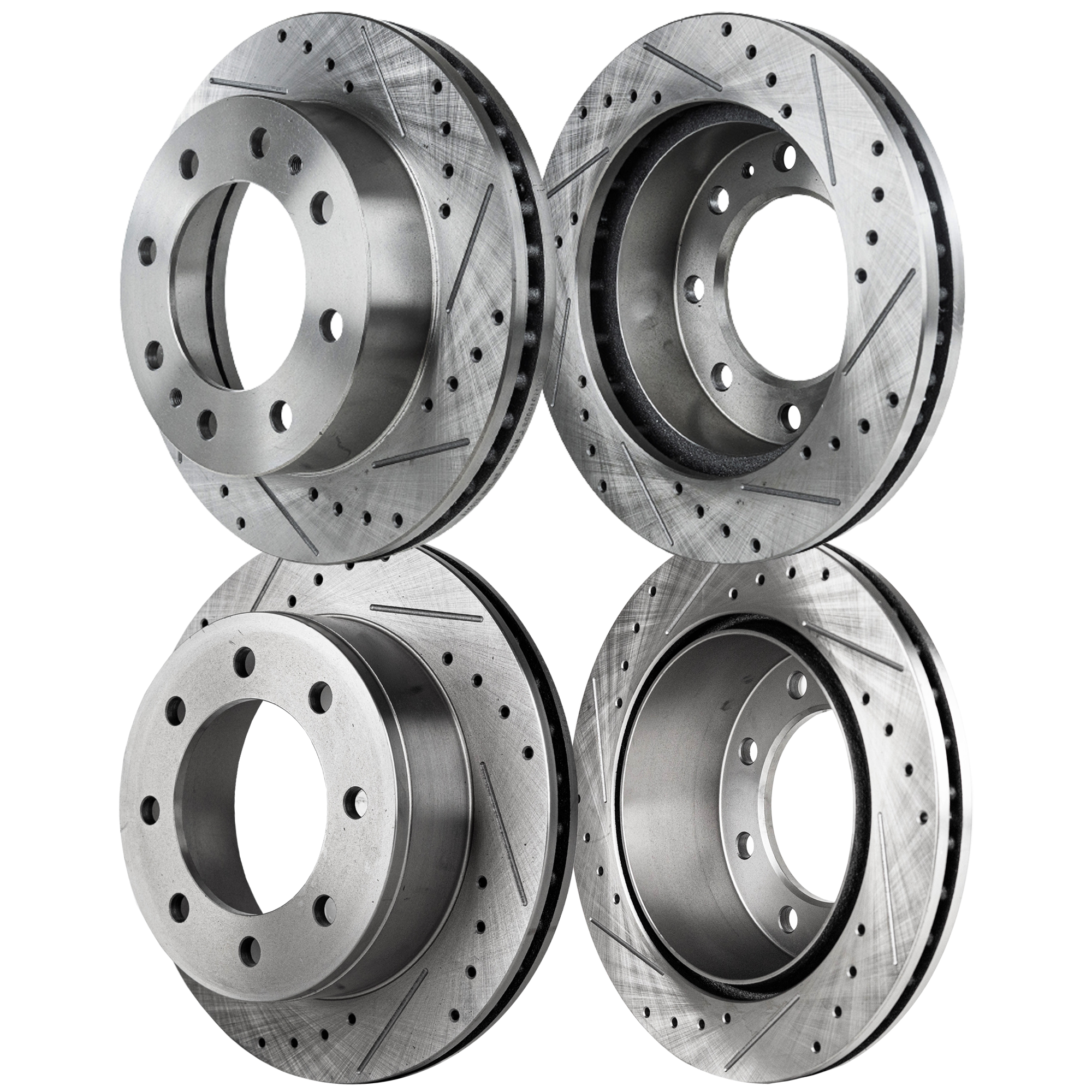 AM EXPRESS SAVANA 2500-03-17 SUBURBAN 2500-00-13 FRONT AND REAR BRAKE DISC 4 Wheel Set Cross drilled and Slotted SKU SETSTPC27110100DRS4A OEM 19952-55055-56828-86828-101008