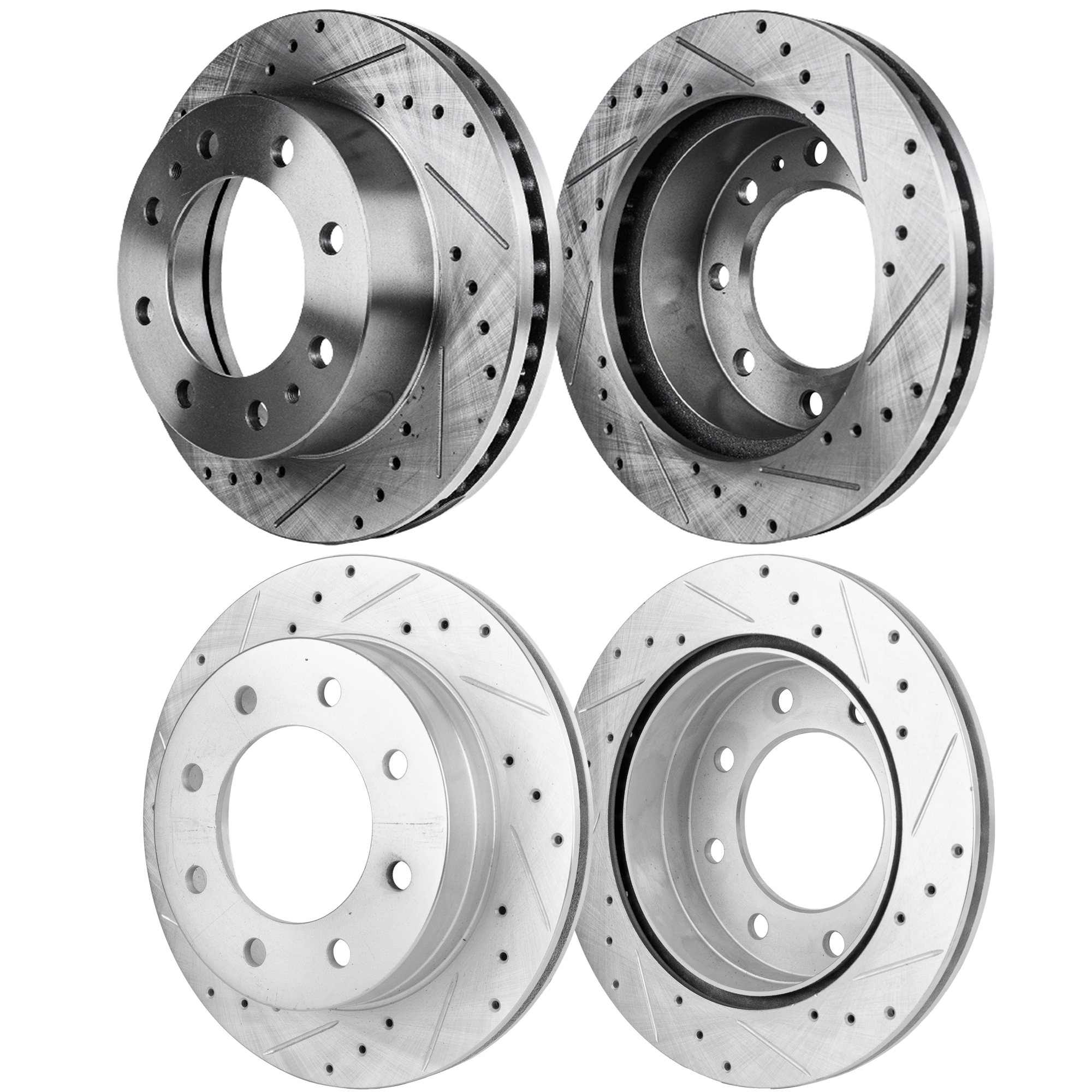 AM YUKON XL 2500-04-05 FRONT AND REAR BRAKE DISC 4 Wheel Set Cross drilled and Slotted SKU SETSTPC27110100DRS4E OEM 27374-55086-145466-580173-8801