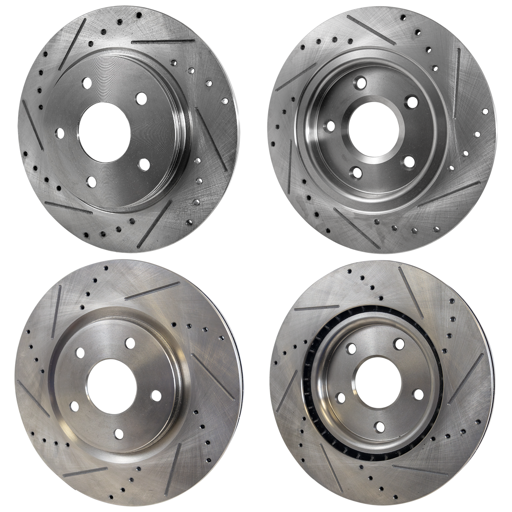 AM GRAND CARAVAN TOWN COUNTRY 12-16 FRONT AND REAR BRAKE DISC RH AND LH 4 Wheel Set Cross drilled and Slotted SKU SETSTPD27110021DRS4A OEM 19302-43167-43538-53050-63052