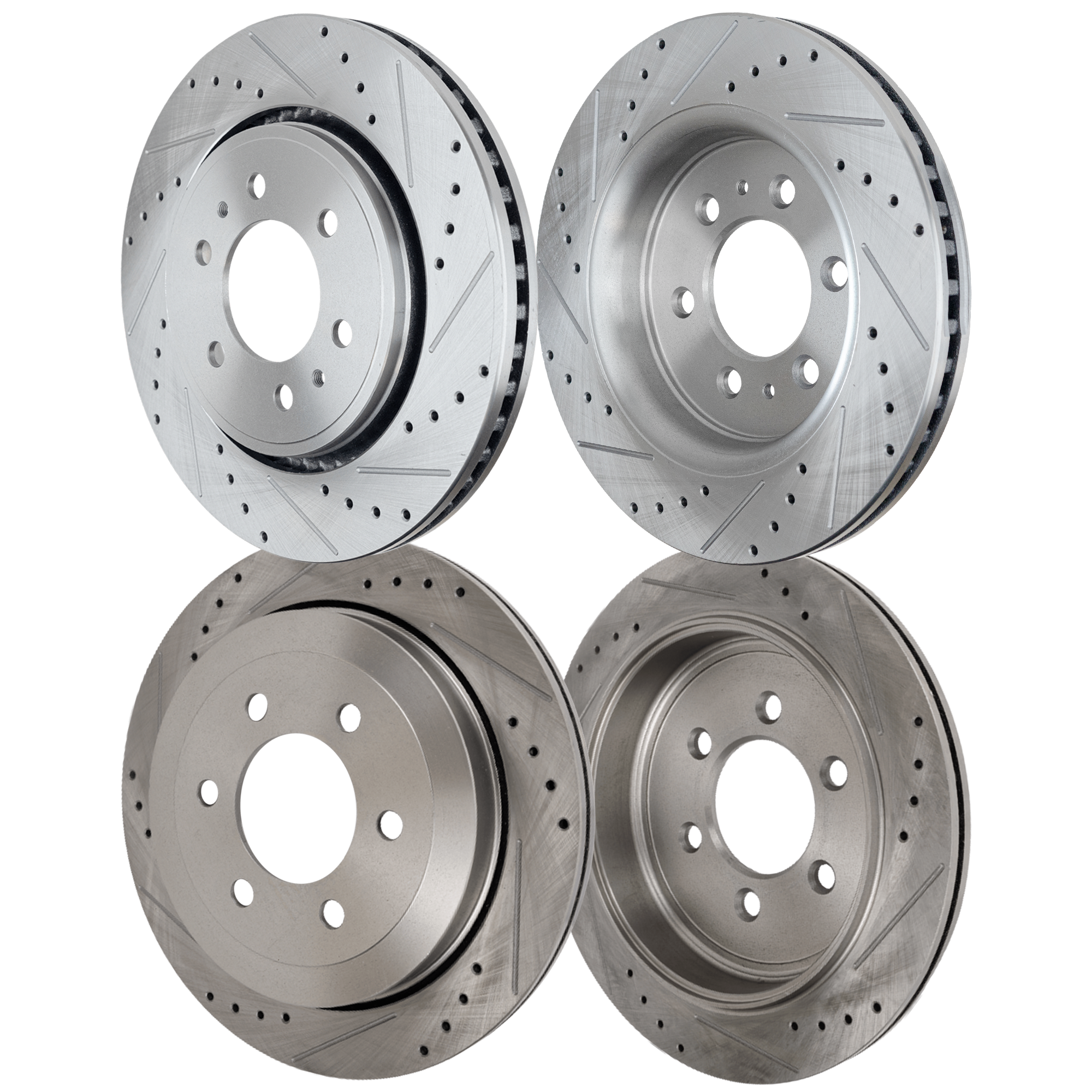 AM EXPEDITION NAVIGATOR 07-17 FRONT AND REAR BRAKE DISC 4 Wheel Set Cross drilled and Slotted SKU SETSTPF27110040DRS4F OEM 42251-54153-60410-900368-90084