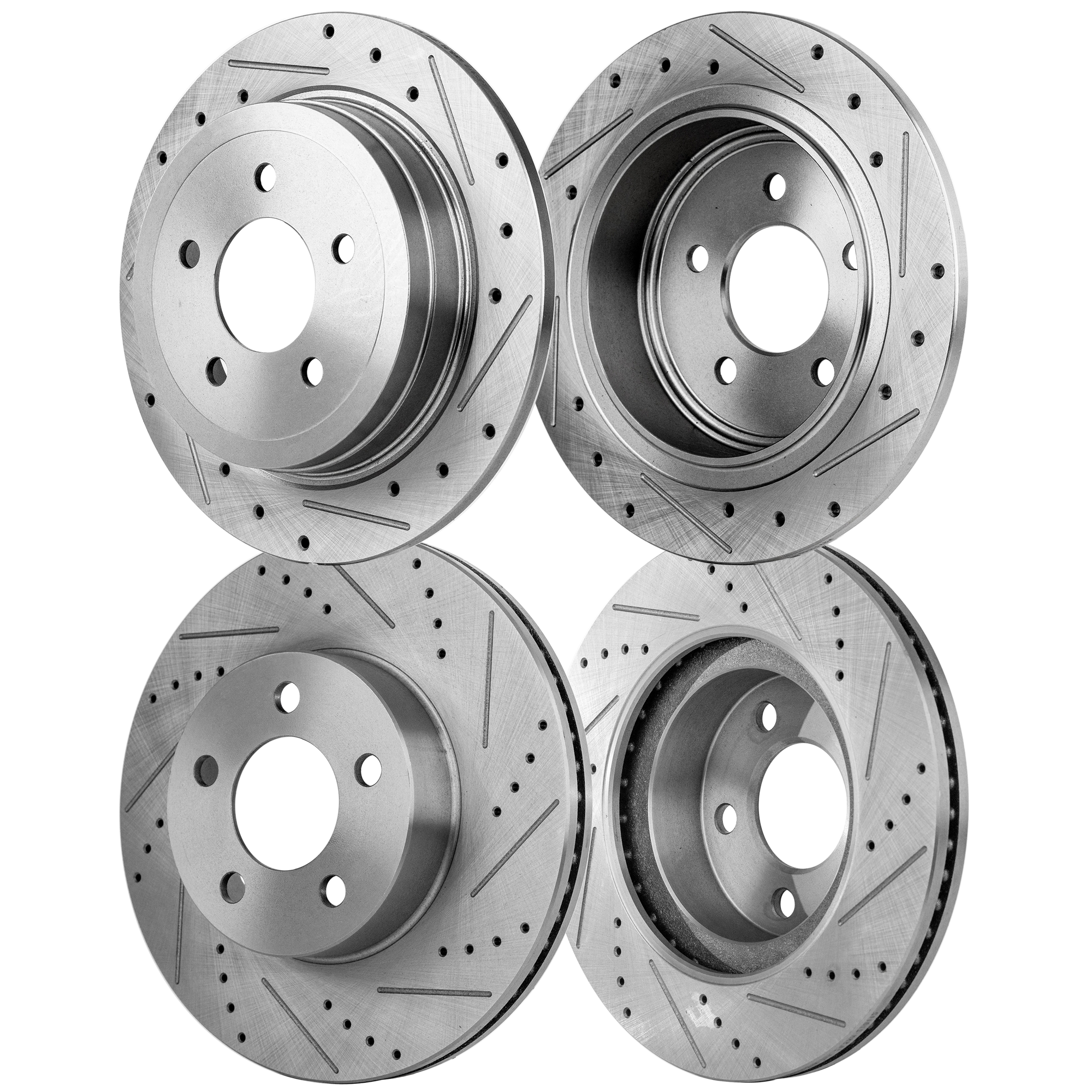 AM EXPLORER SPORT 03-03 EXPLORER SPORT TRAC 03-05 FRONT AND REAR BRAKE DISC RH AND LH 4 Wheel Set Cross drilled and Slotted SKU SETSTPF27110050DRS4A OEM 19880-54097-60353-102688-14534