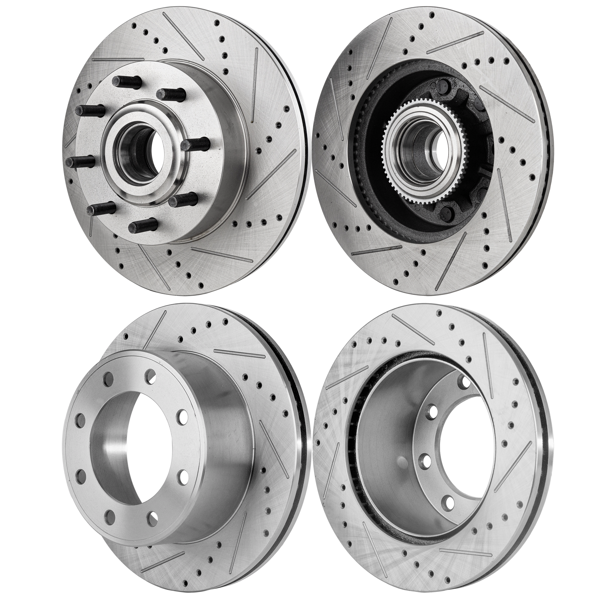 AM F 250 SUPER DUTY F 350 SUPER DUTY 12-12 FRONT AND REAR BRAKE DISC RH AND LH 4 Wheel Set Cross drilled and Slotted SKU SETSTPF27110076DRS4A OEM 42301-850350-60054224-680640R