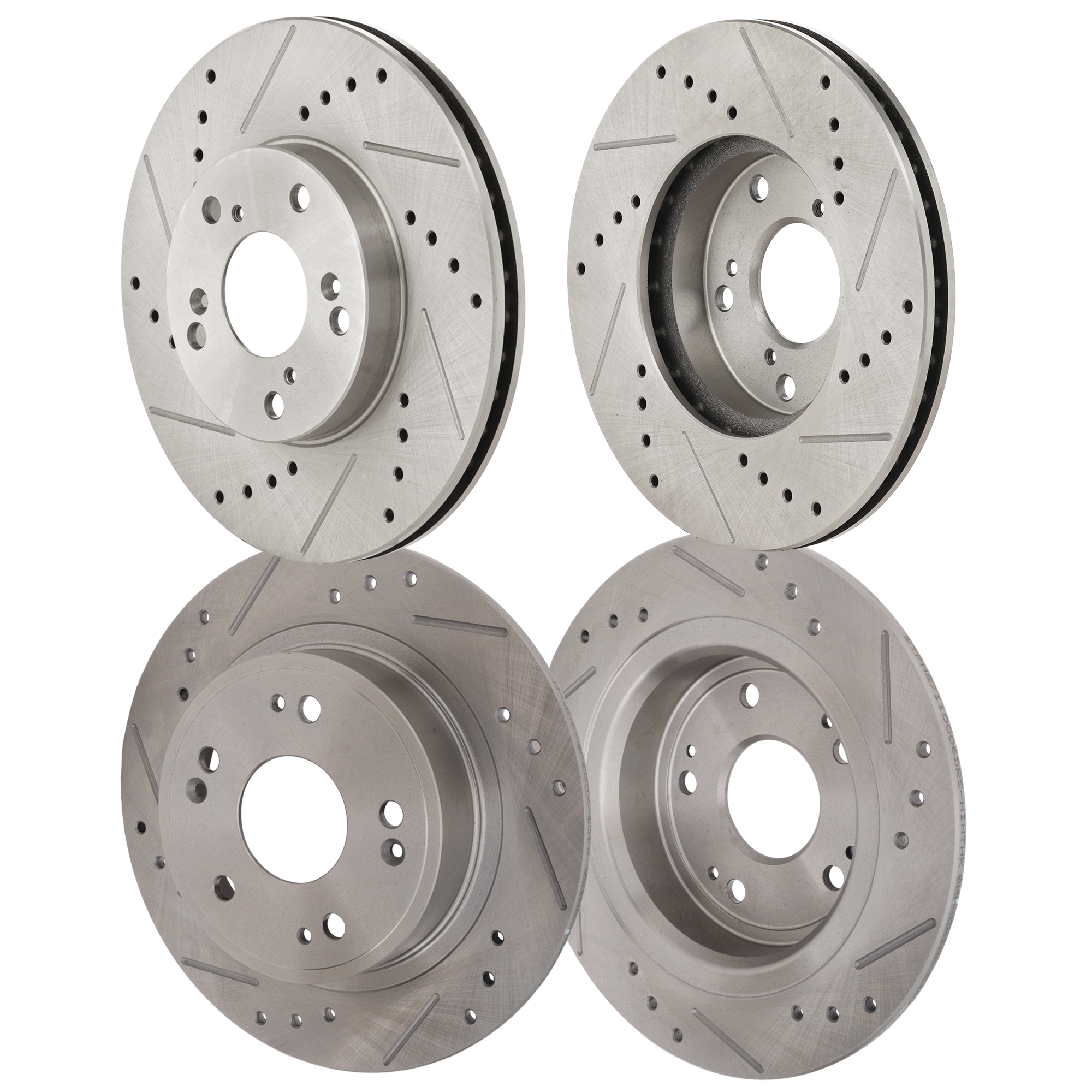 AM ACCORD 05-17 FRONT AND REAR BRAKE DISC RH AND LH 4 Wheel Set Cross drilled and Slotted 5 Lugs SKU SETSTPH27110014DRS4A OEM 19896-31257-31305-44774-96711