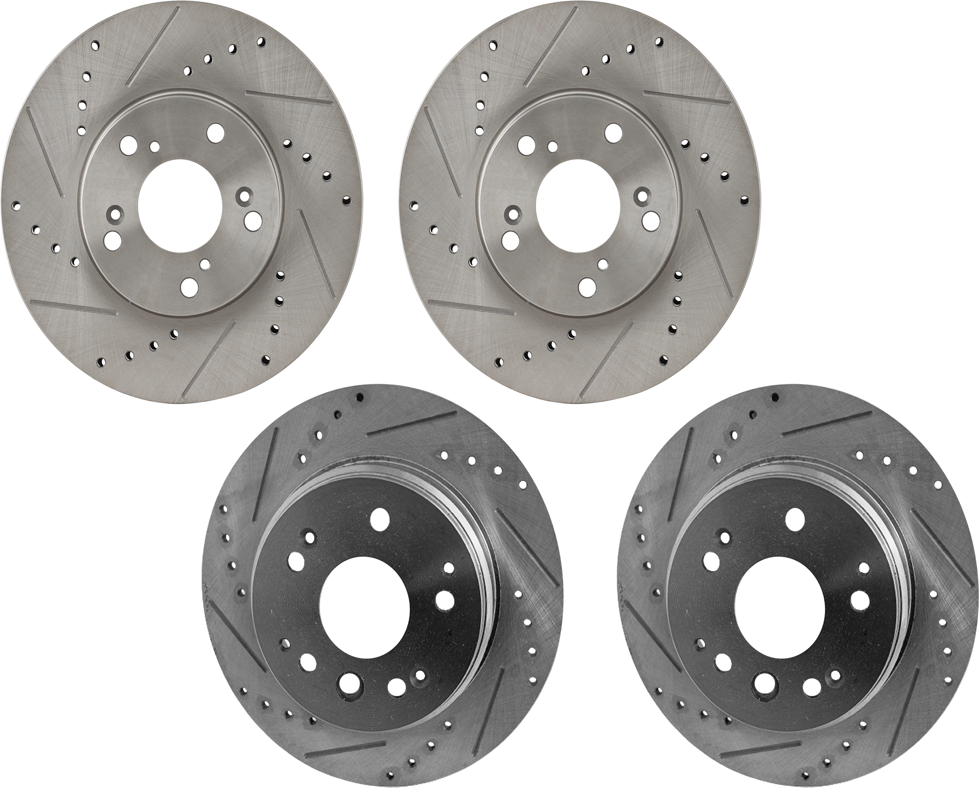 AM ELEMENT 03-11 FRONT AND REAR BRAKE DISC RH AND LH 4 Wheel Set Cross drilled and Slotted SKU SETSTPH27110014DRS4D OEM 19896-31257-31305-44774-96711