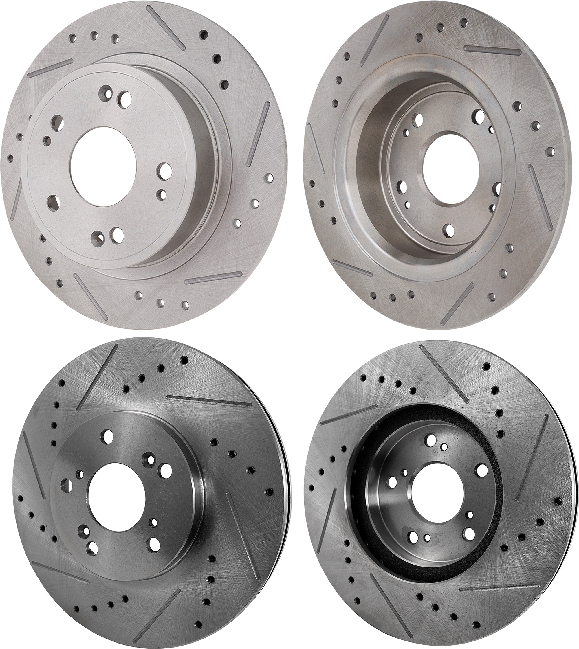 AM ACCORD 06-12 TSX 09-14 FRONT AND REAR BRAKE DISC RH AND LH 4 Wheel Set Cross drilled and Slotted 5 Lugs SKU SETSTPH27110052DRS4A OEM 19930-31275-31354-31519-96795