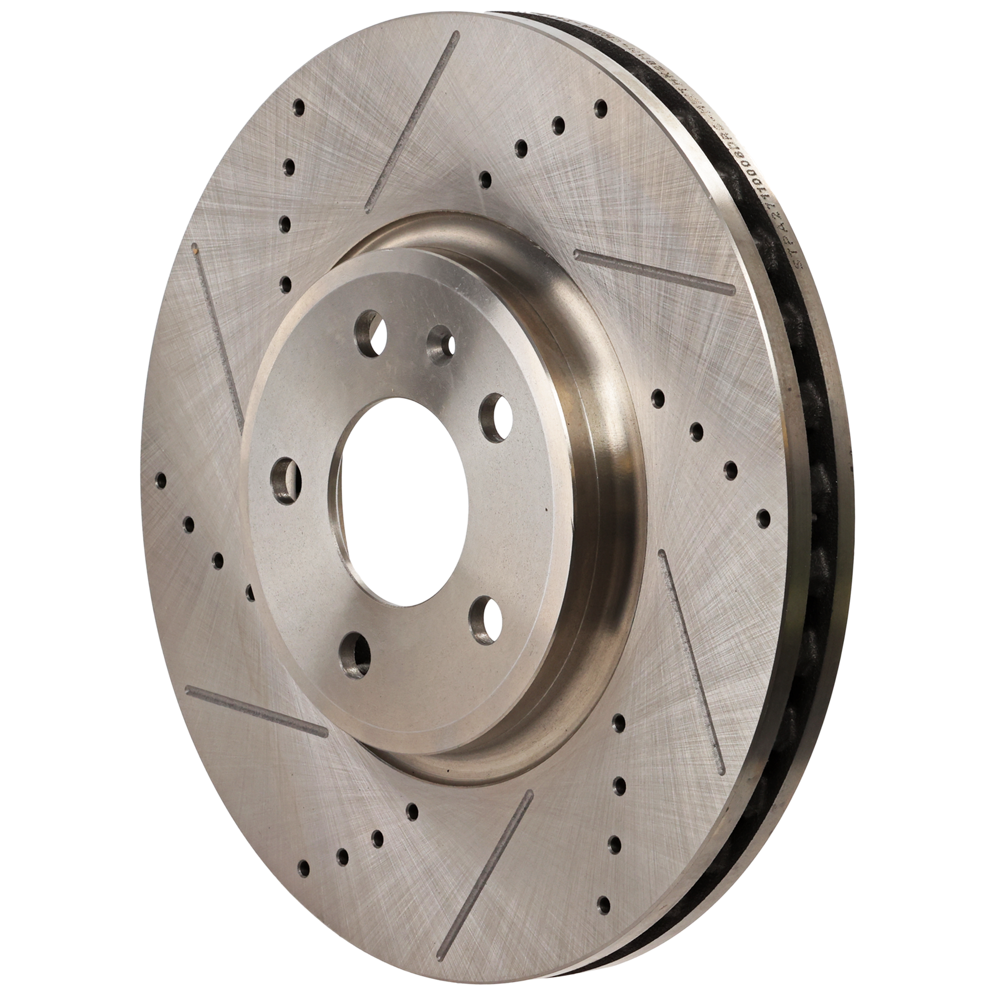 AM A5 QUATTRO 08-11 Q5-09-12 FRONT BRAKE DISC RH=LH Cross drilled and Slotted Vented 5 Lugs SKU STPA27110008DRS OEM 34406-45459-850174-900806-6007