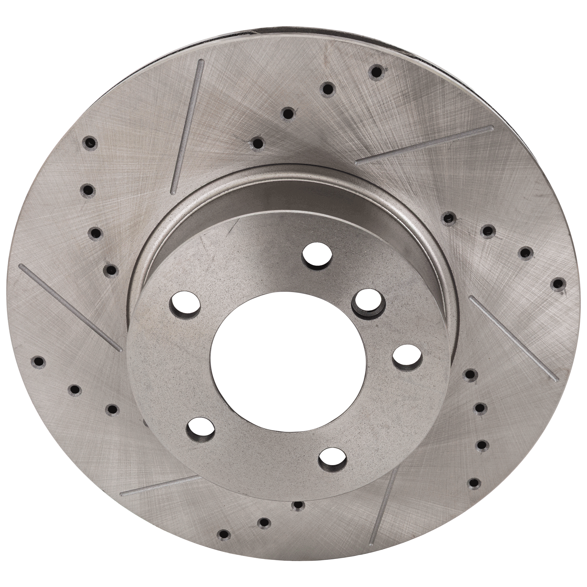 AM 3 SERIES 06-17-4 SERIES 14-17 FRONT BRAKE DISC RH=LH Cross drilled and Slotted SKU STPB27110010DRS OEM 34390-45518-850059-900780-9806