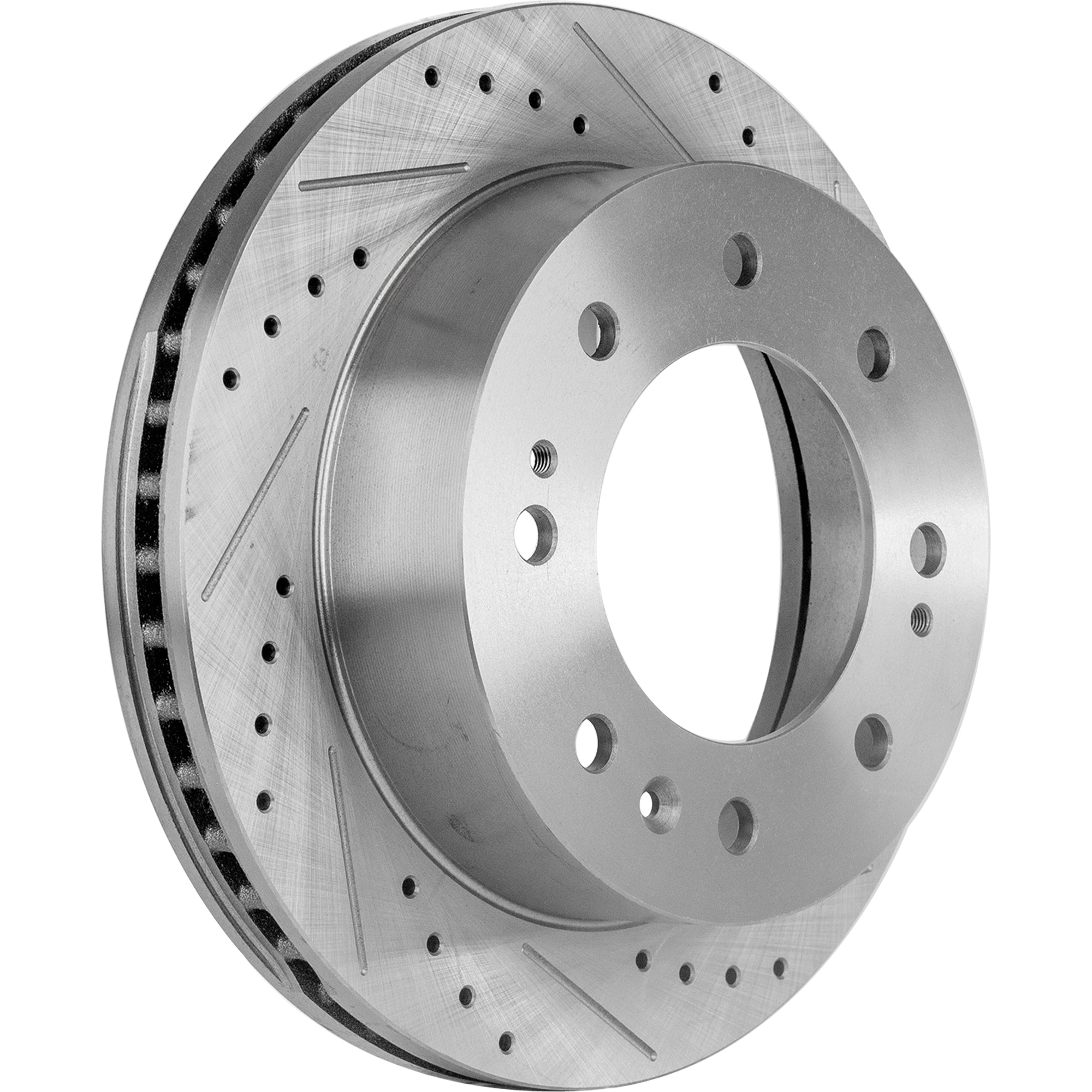 AM SILVERADO 2500 HD SILVERADO 3500 HD SIERRA 2500 HD SIERRA 3500 HD 11-23 FRONT BRAKE DISC RH=LH Cross drilled and Slotted SKU STPC27110103DRS OEM 41268-55191-850227-901026-6004