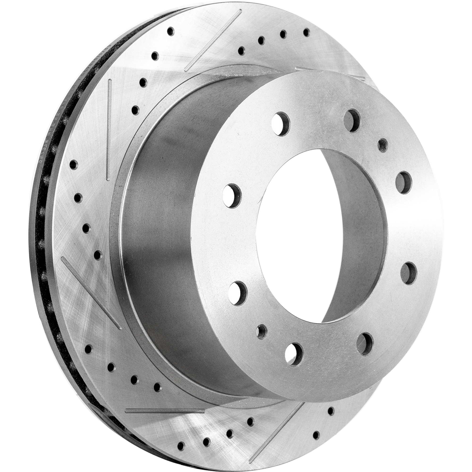 AM SILVERADO 2500 HD SILVERADO 3500 HD SIERRA 2500 HD SIERRA 3500 HD 11-23 REAR BRAKE DISC RH=LH Cross drilled and Slotted SKU STPC27110104DRS OEM 41269-55192-850228-901028-6004