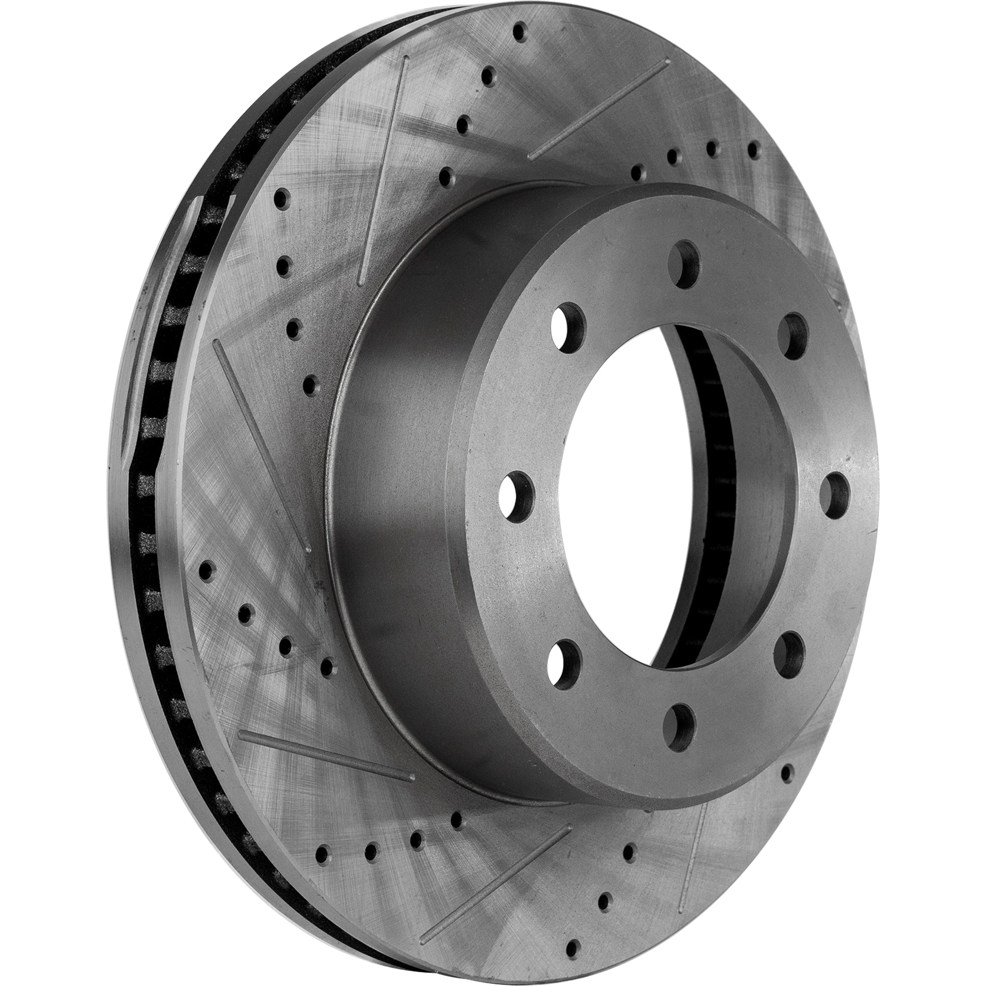 AM RAM 2500-3500 P U 09-22 FRONT BRAKE DISC RH=LH Cross drilled and Slotted SKU STPD27110048DRS OEM 43168-53057-850123-900658-6004