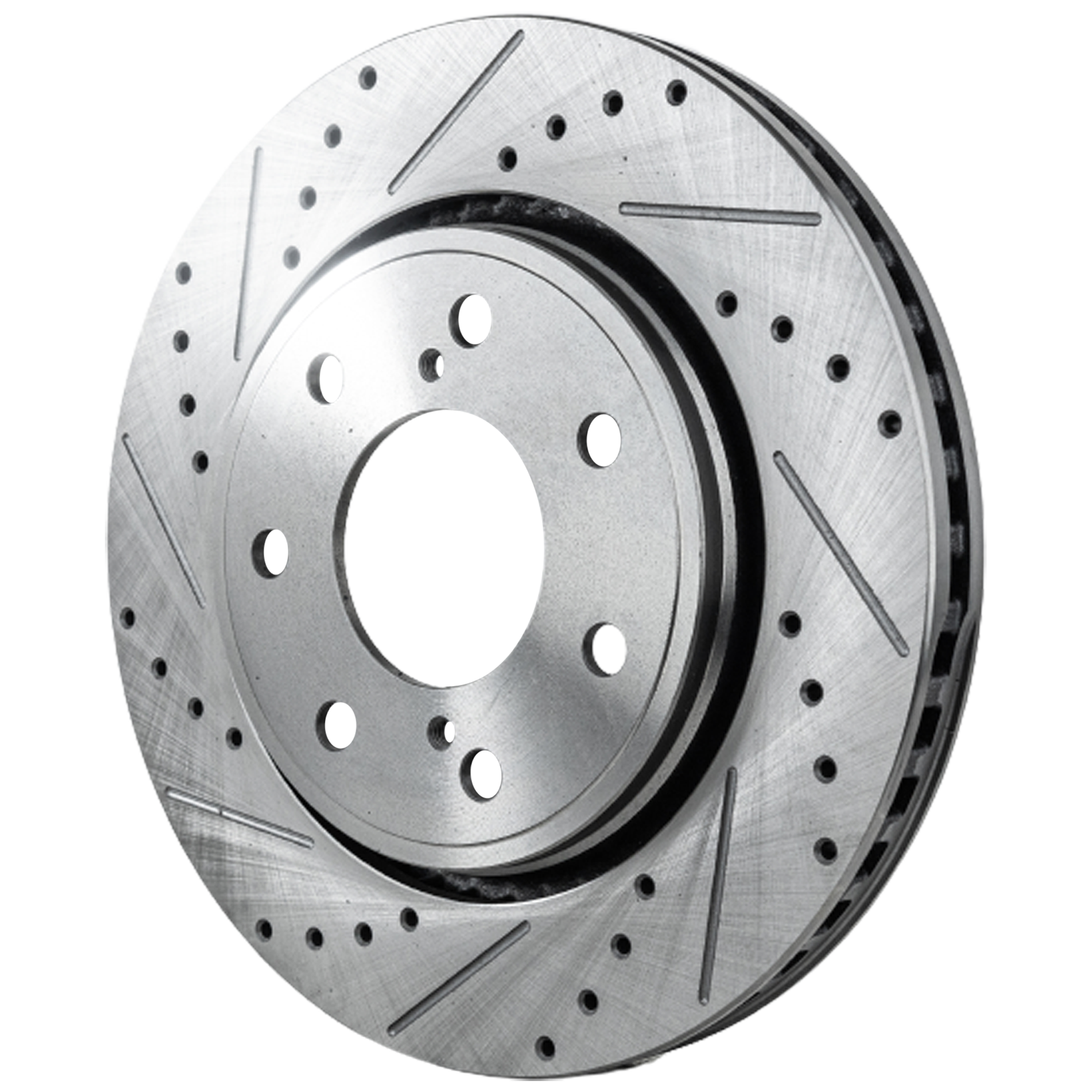 AM F 150-10-14 FRONT BRAKE DISC RH=LH Cross drilled and Slotted Vented 7 Lugs SKU STPF27110063DRS OEM 42275-54173-850190-900848-6005