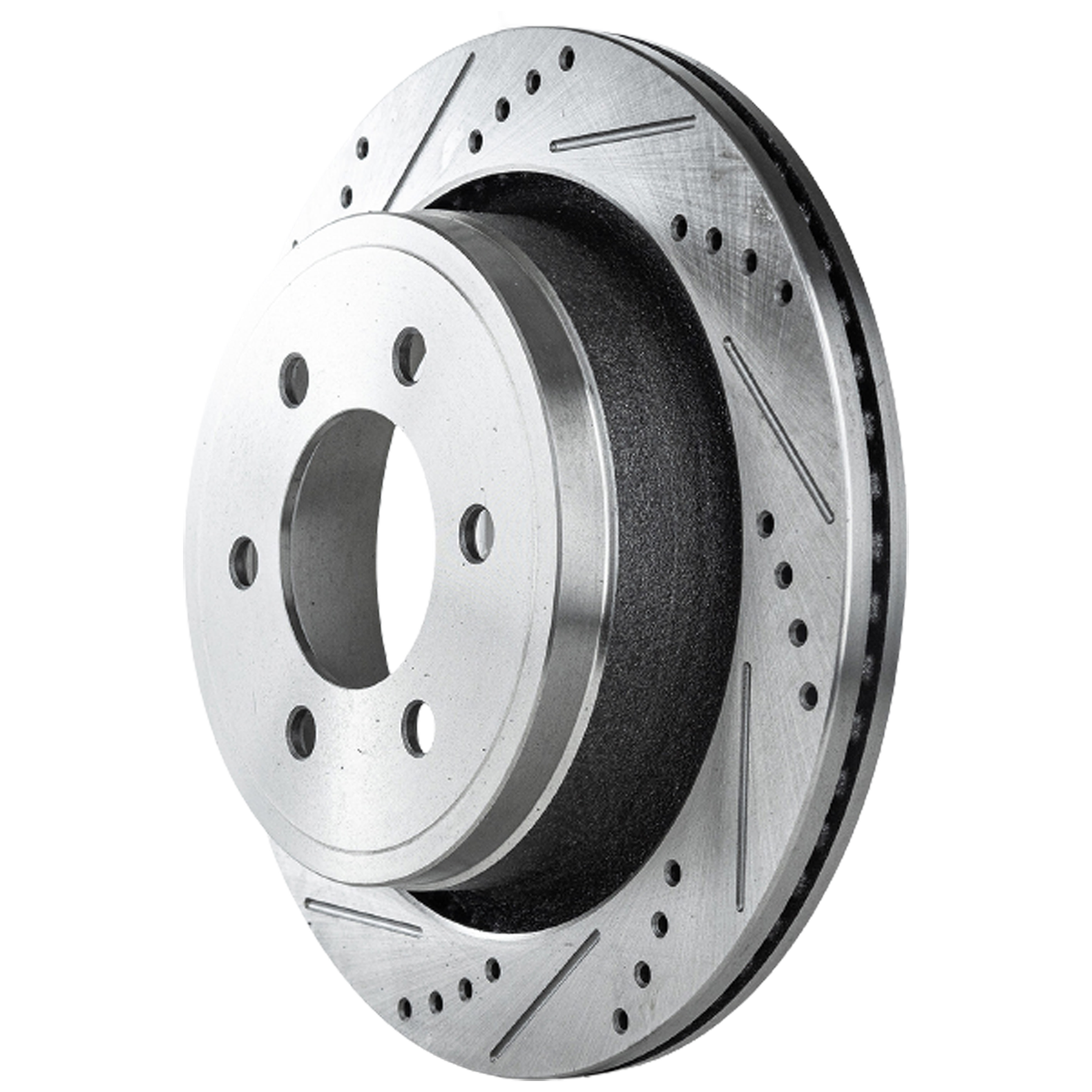 AM F 150-12-20 REAR BRAKE DISC RH=LH Cross drilled and Slotted Vented 6 Lugs SKU STPF27110065DRS OEM 42281-850309-60054220-680976R