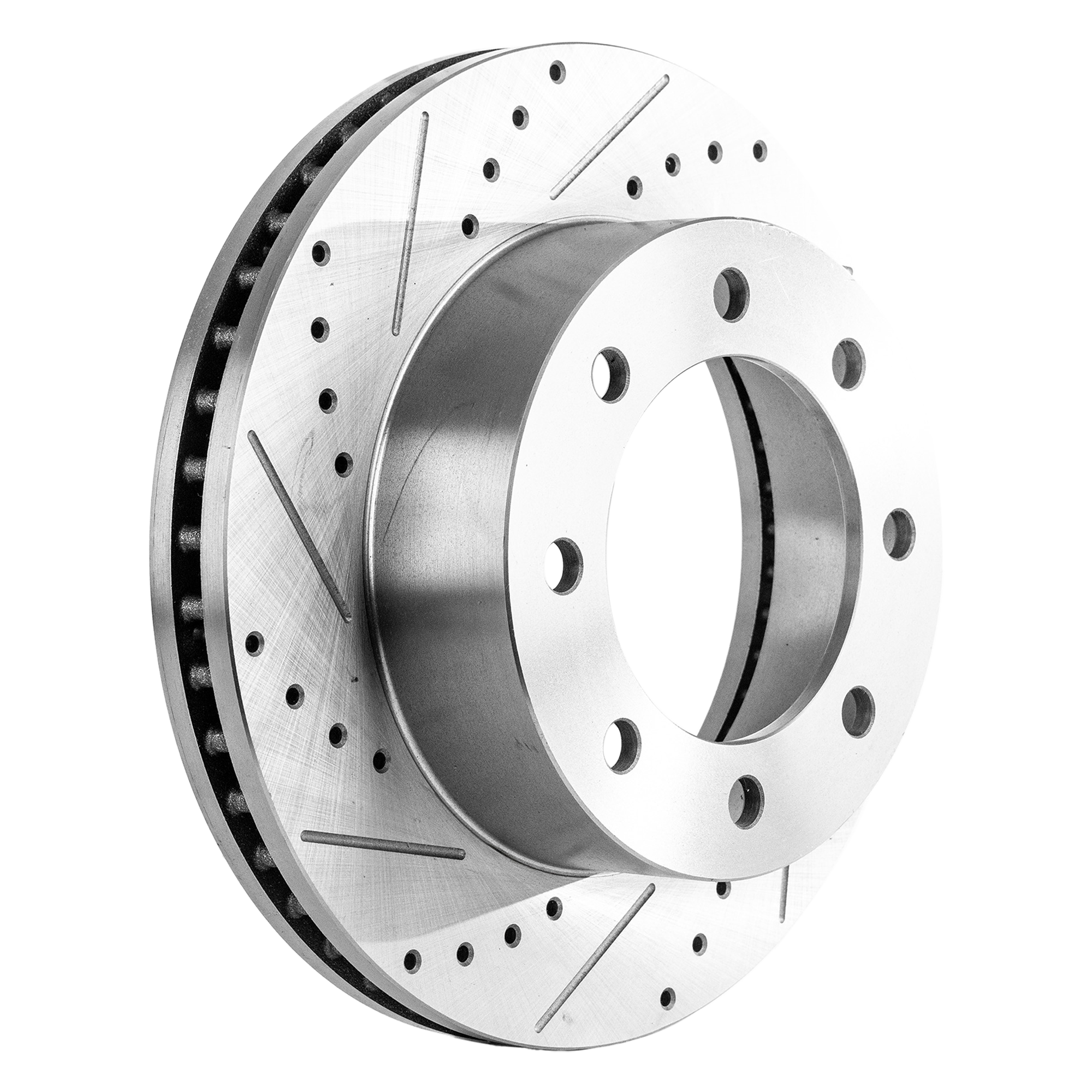AM F 250 F 350 SUPER DUTY 05-12 FRONT BRAKE DISC RH=LH Cross drilled and Slotted Vented 8 Lugs Four Wheel Drive SKU STPF27110082DRS OEM 54124-680280-52126272-60054198