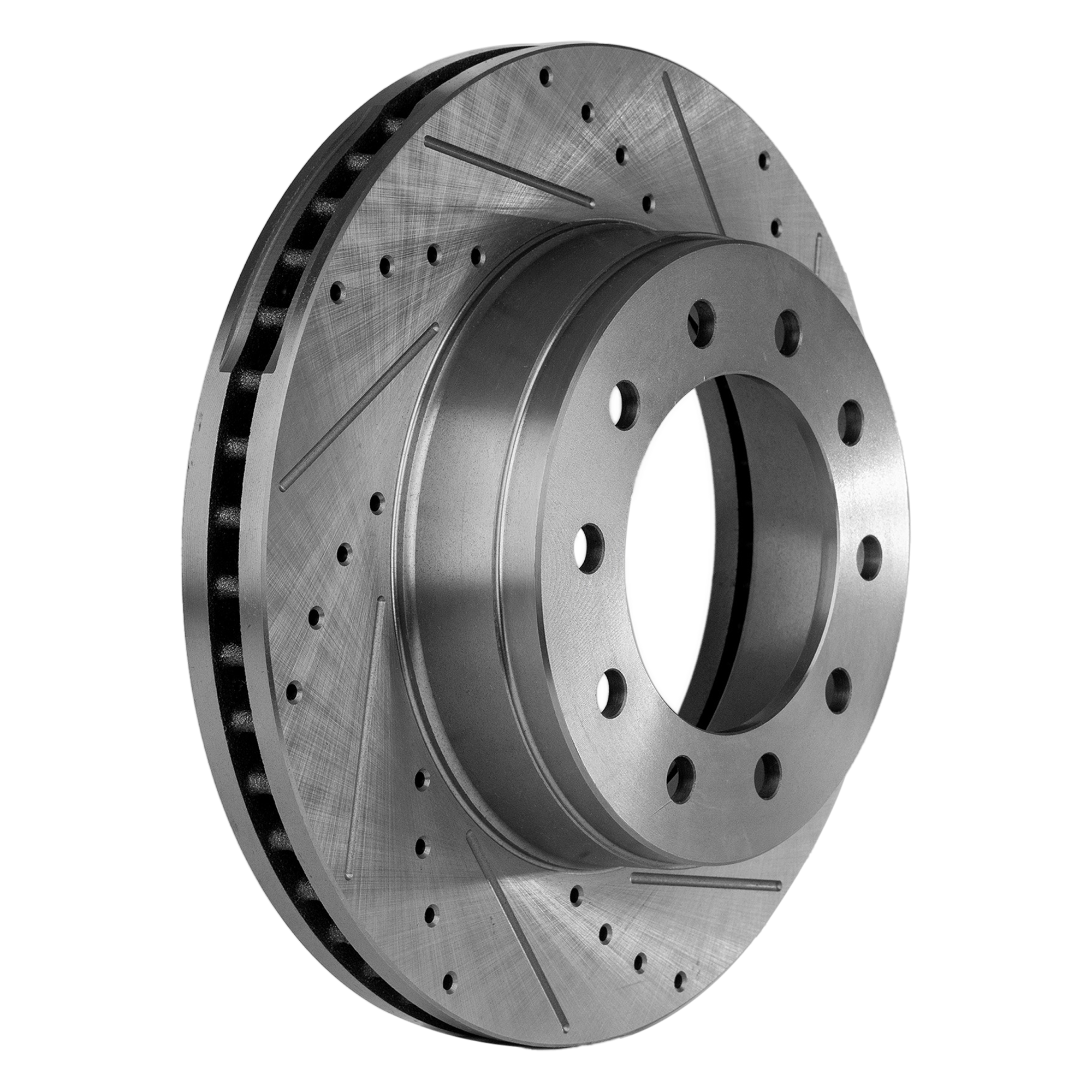 AM F 450 F 550 SUPER DUTY 05-16 FRONT BRAKE DISC RH=LH Cross drilled and Slotted SKU STPF27110087DRS OEM 54128-680305-60054197-54128G 6