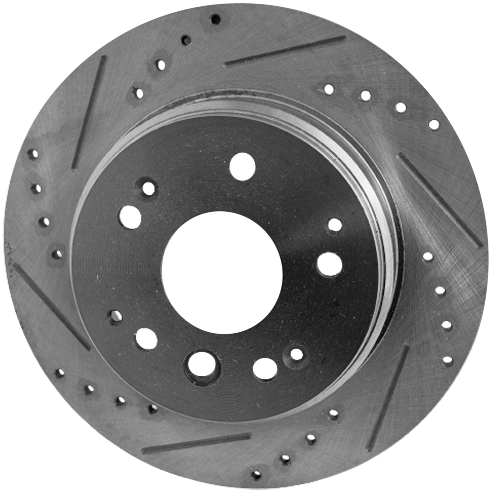 AM ELEMENT 03-11 TL 04-08 REAR BRAKE DISC RH=LH Cross drilled and Slotted Solid 5 Lugs SKU STPH27110034DRS OEM 31316-145423-980151-48880151-6