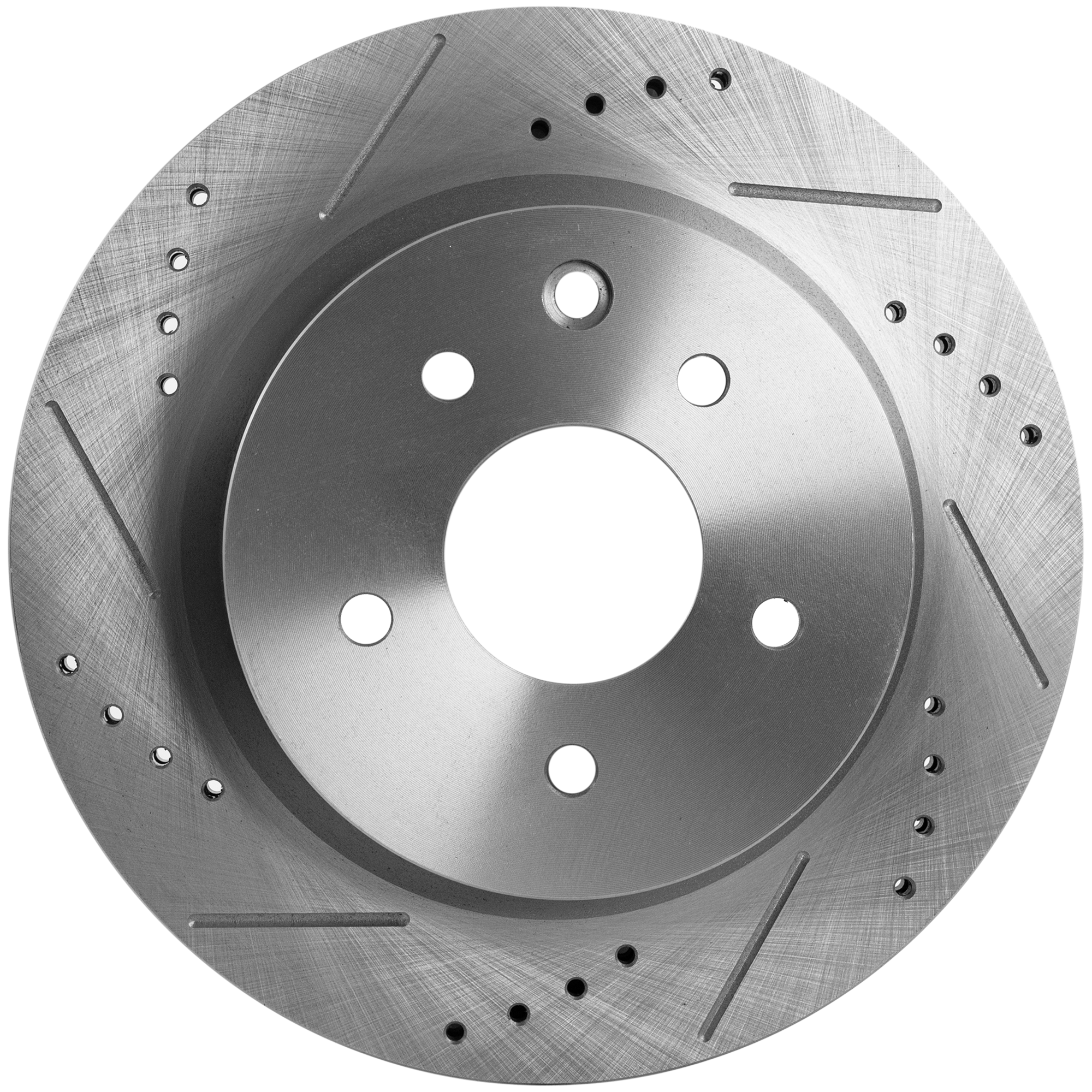 AM G35-05-08 MAXIMA 09-23 REAR BRAKE DISC RH=LH Cross drilled and Slotted Vented 5 Lugs SKU STPI27110004DRS OEM 31387-31530-44624-44676-083306