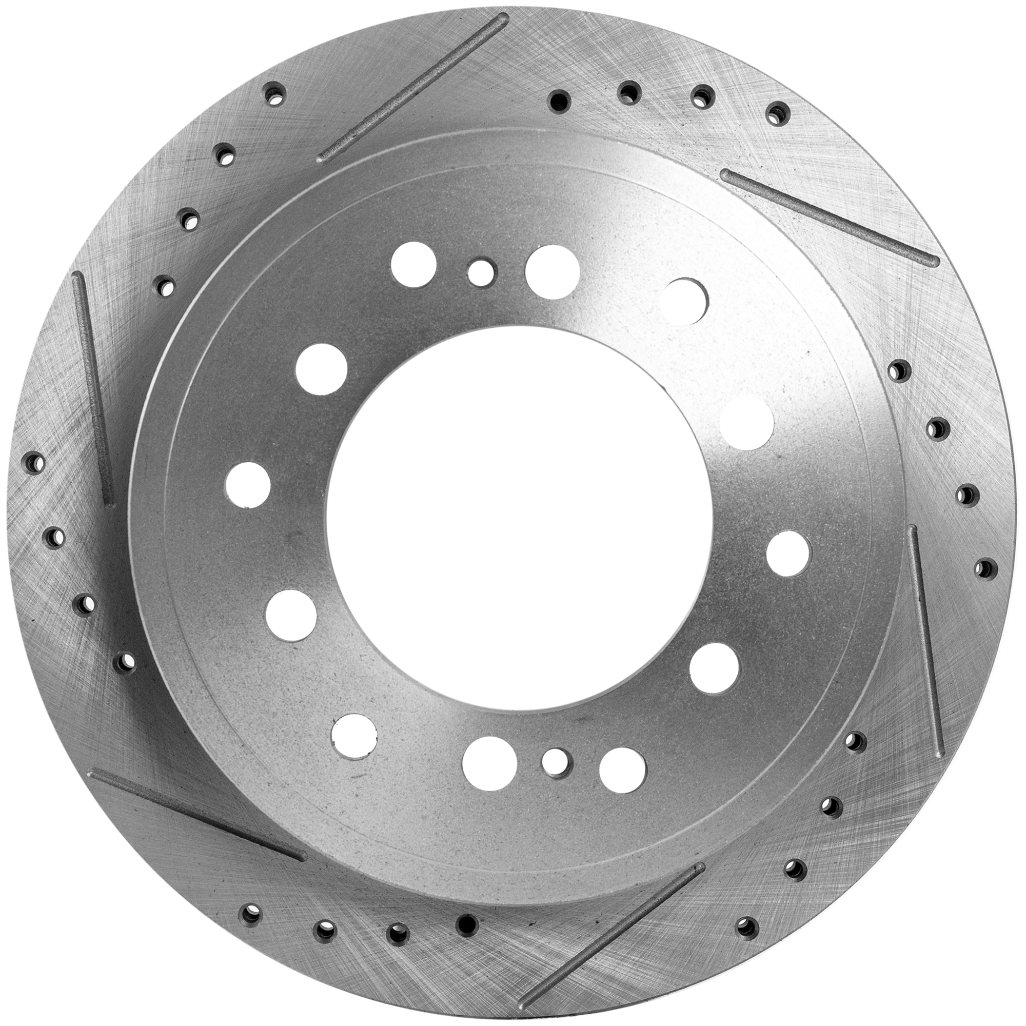 AM GX460-4RUNNER 10-22 REAR BRAKE DISC RH=LH Cross drilled and Slotted SKU STPL27110016DRS OEM 31550-44715-0833467-850180-880