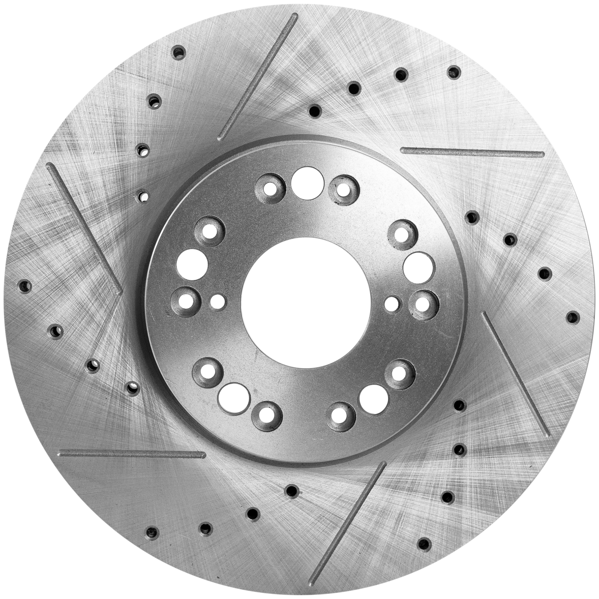 AM SC400-92-00 SC430-02-10 FRONT BRAKE DISC RH=LH Cross drilled and Slotted SKU STPL27110060DRS OEM 1257-31118-31172-31478-44700-8