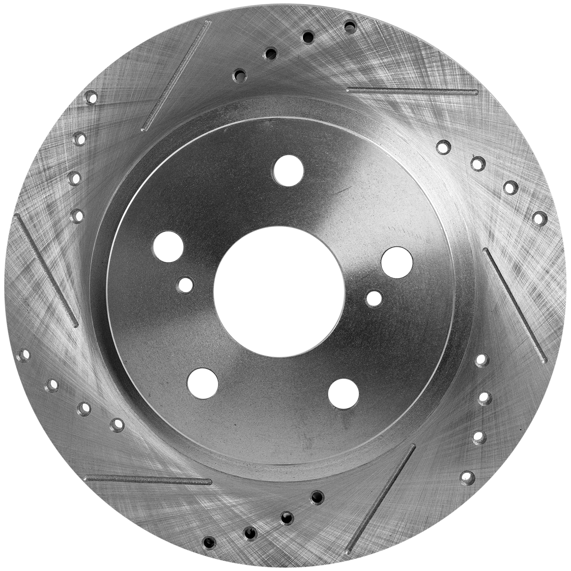 AM XB 08-15 COROLLA IM 17-18 REAR BRAKE DISC RH=LH Cross drilled and Slotted Solid 5 Lugs SKU STPS27110052DRS OEM 31508-44632-60409-0833347-8500