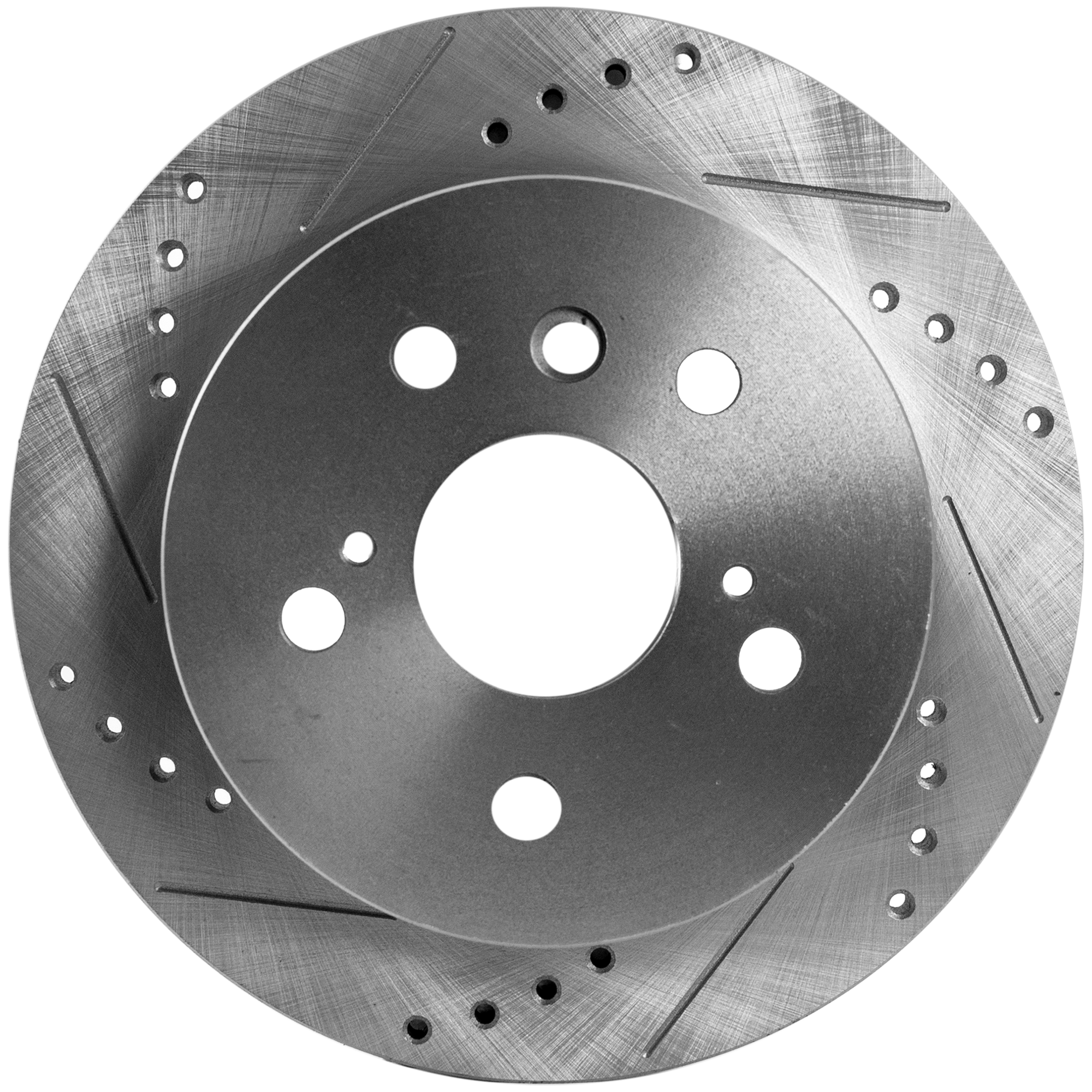 AM CAMRY 12-17 ES350-13-18 REAR BRAKE DISC RH=LH Cross drilled and Slotted Solid 5 Lugs SKU STPT27110010DRS