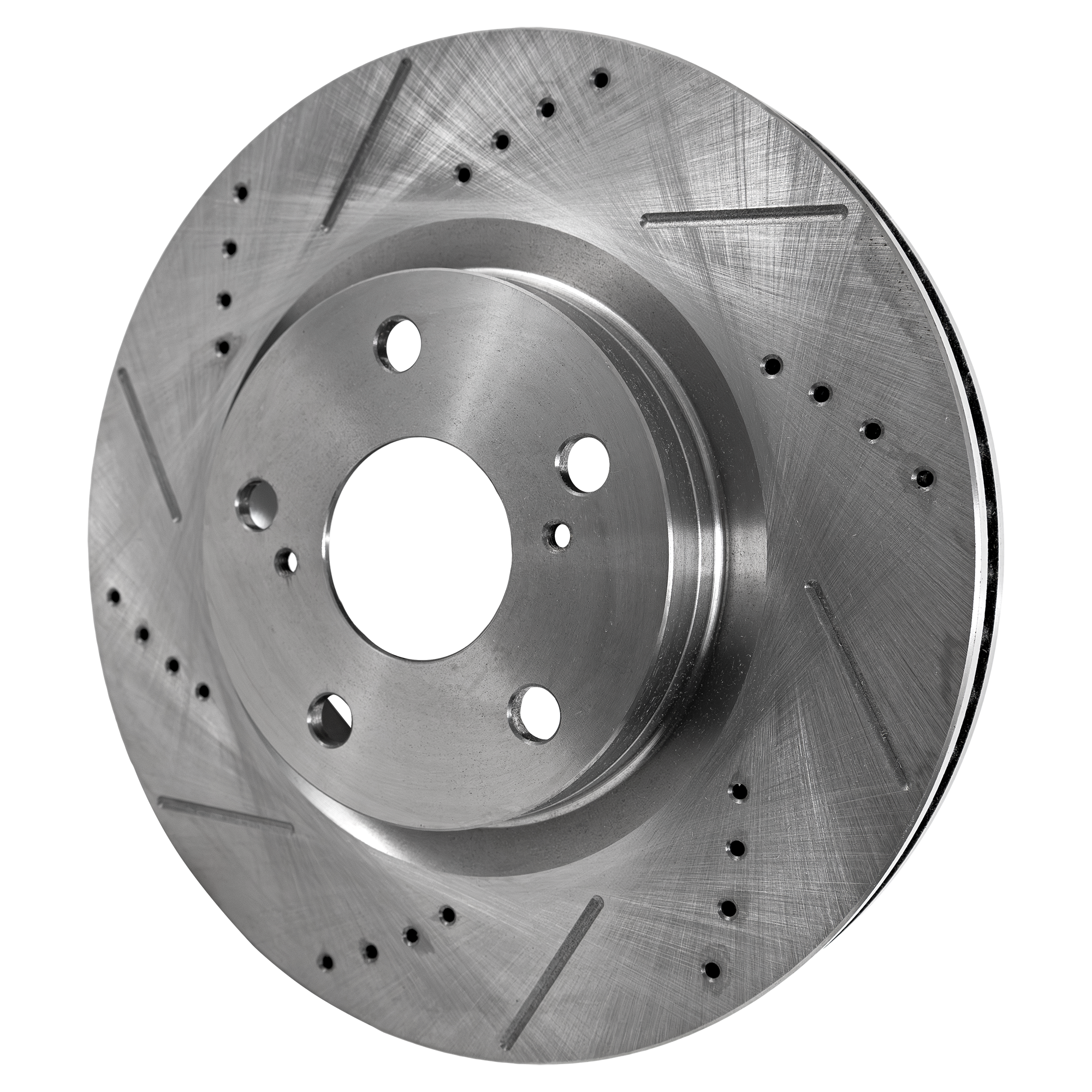 AM CAMRY 07-17 MATRIX 09-13 RAV4-06-18 FRONT BRAKE DISC RH=LH Cross drilled and Slotted Vented 5 Lugs SKU STPT27110045DRS OEM 31434-31551-44582-44748-145713