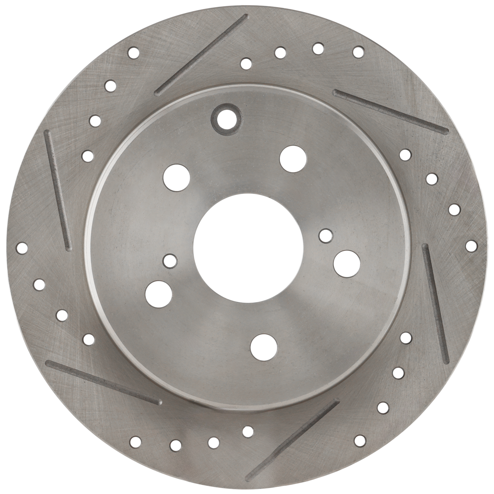 AM HS250H 10-12 RAV4-06-18 REAR BRAKE DISC RH=LH Cross drilled and Slotted Solid 5 Lugs SKU STPT27110046DRS OEM 31443-44657-60407-0833294-9003