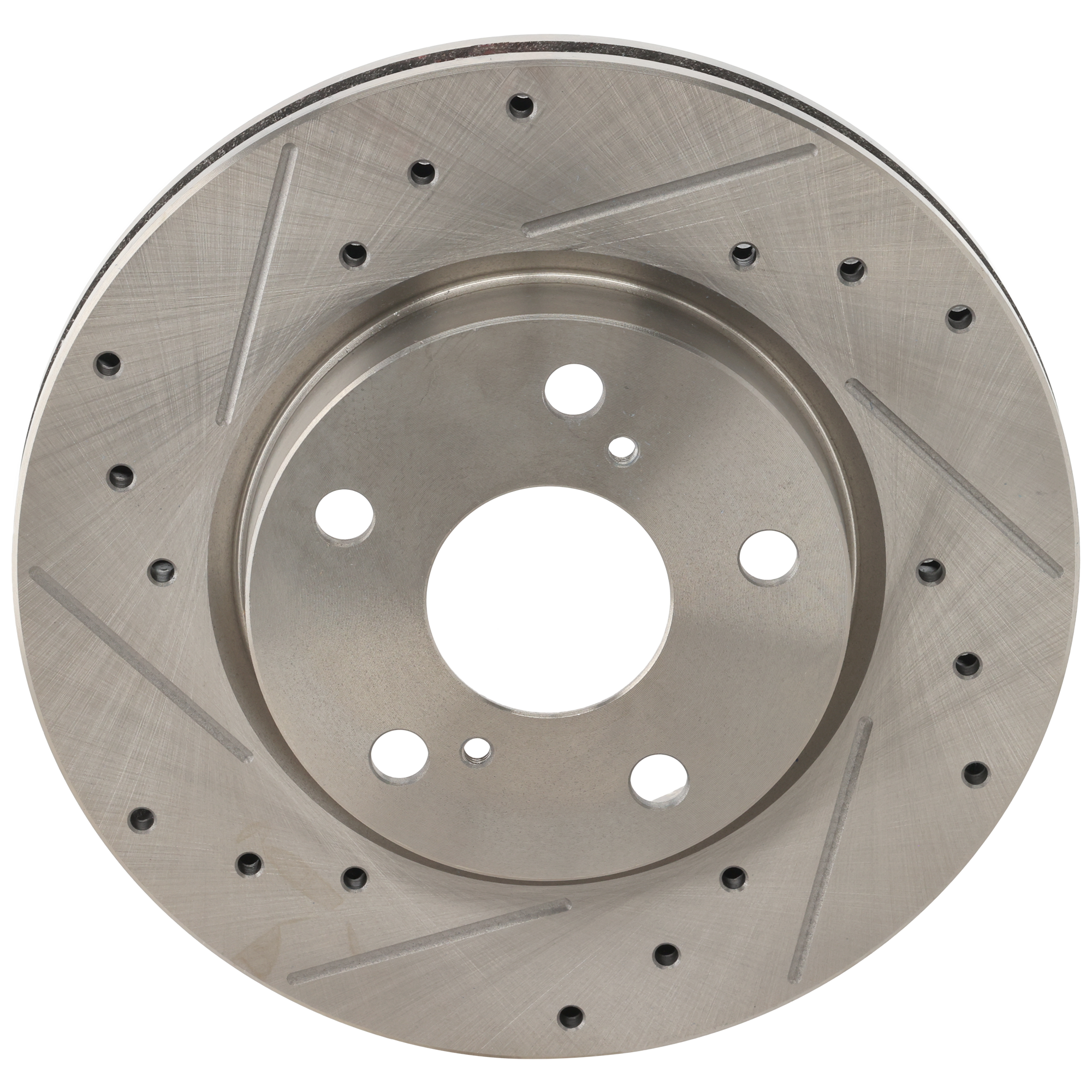 AM HS250H 10-12 RAV4-06-18 FRONT BRAKE DISC RH=LH Cross drilled and Slotted Vented 5 Lugs SKU STPT27110047DRS OEM 31440-44650-60408-0833287-0833
