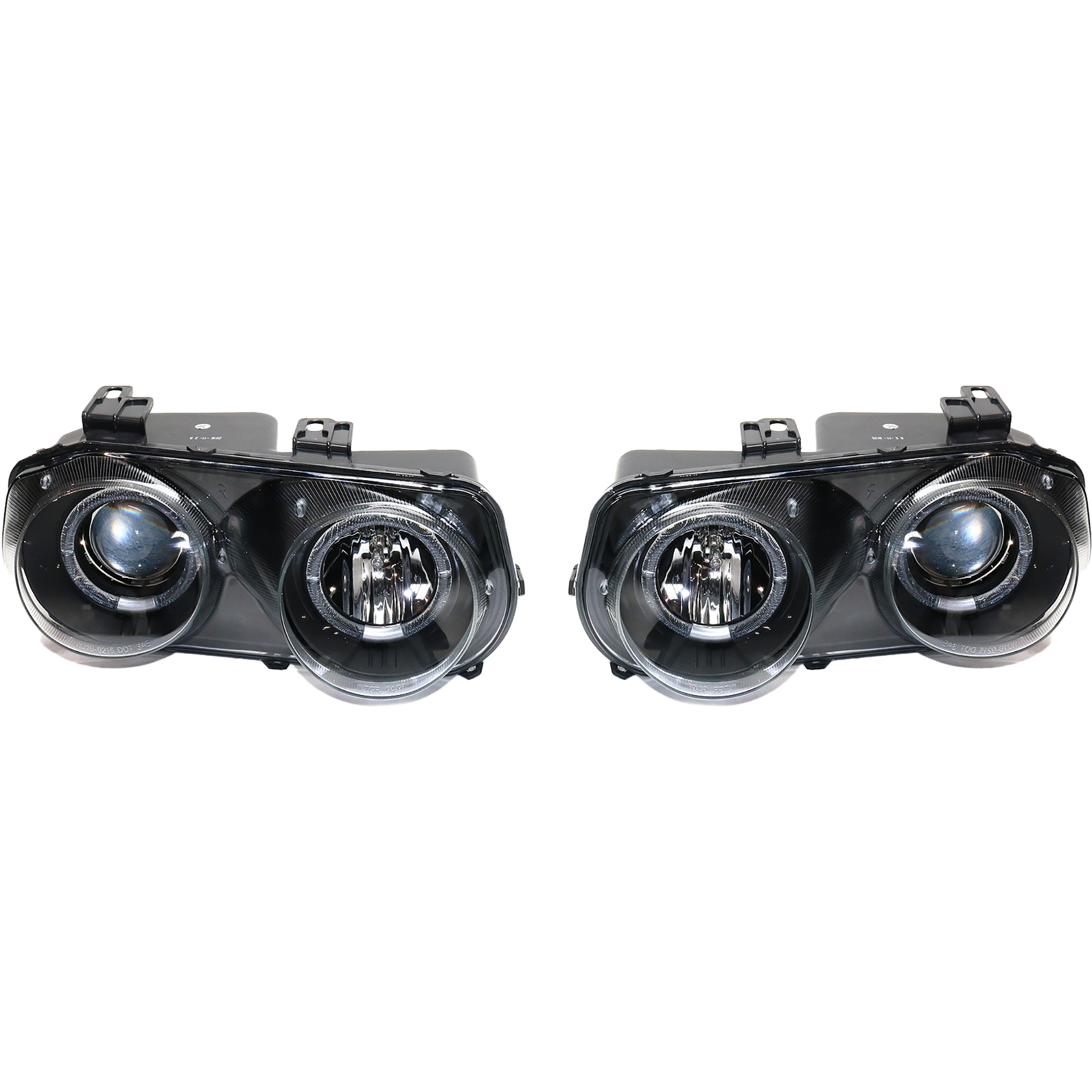 AM INTEGRA 94-97 HALO PROJECTOR HEAD LAMP RH AND LH Assembly Black Interior Clear Lens SKU STYAC9497PHLS1 OEM 33150ST7A02 PFM 33100ST7A02 PF