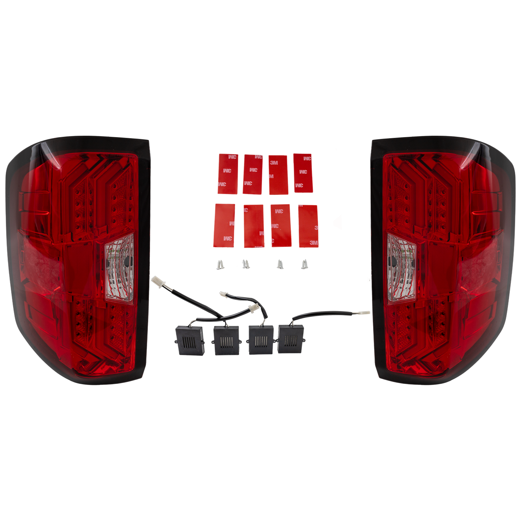 AM SILVERADO 14-16 SIERRA 3500 HD 15-16 TAIL LAMP RH AND LH Assembly LED Chrome Interior Red Lens All Cab Types SKU STYCV1415LCTL2 OEM Performance