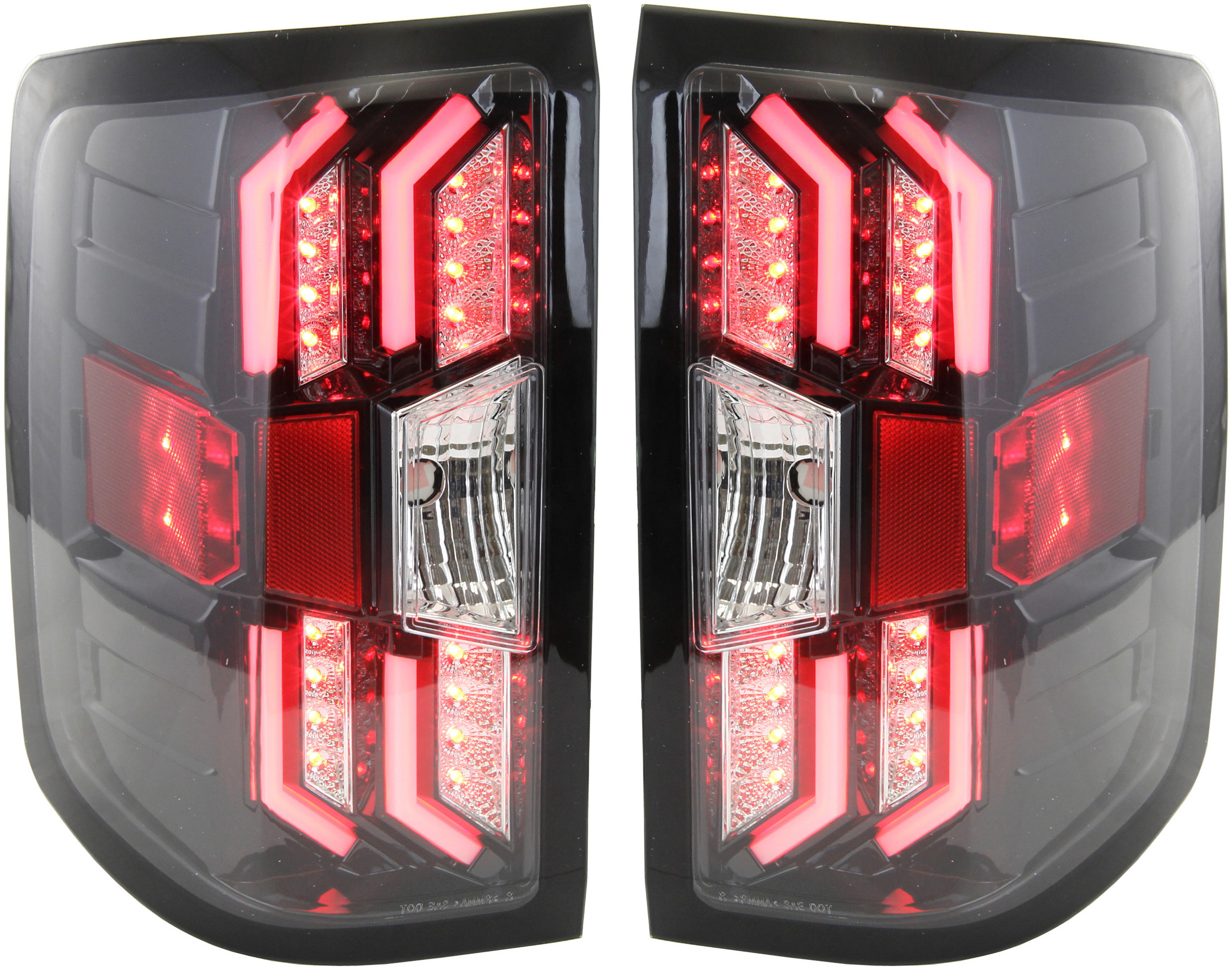 AM SILVERADO 14-16 SIERRA 3500 HD 15-16 TAIL LAMP RH AND LH Assembly LED Glossy Black Interior Clear Lens All Cab Types SKU STYCV1415LCTL3 OEM Performance
