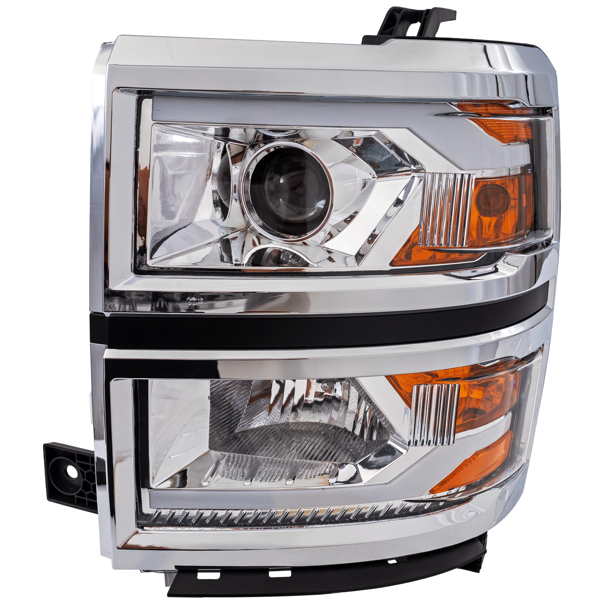 AM SILVERADO 1500-14-15 PROJECTOR HEAD LAMP RH AND LH Composite Assembly Halogen Chrome Interior w LED Accent Light All Cab Types SKU STYCV1415PHL1