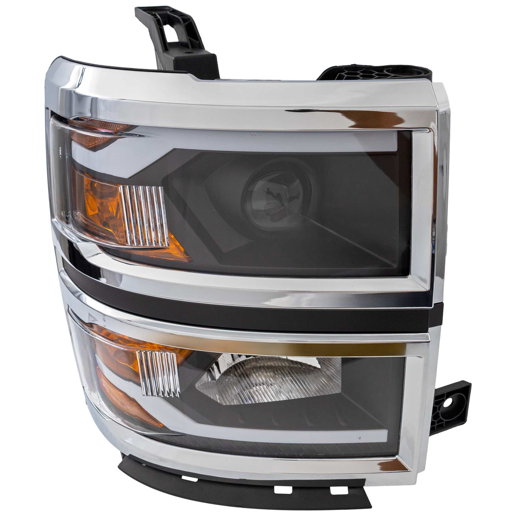 AM SILVERADO 1500-14-15 PROJECTOR HEAD LAMP RH AND LH Composite Assembly Halogen Black Interior w LED Accent Light All Cab Types SKU STYCV1415PHL2