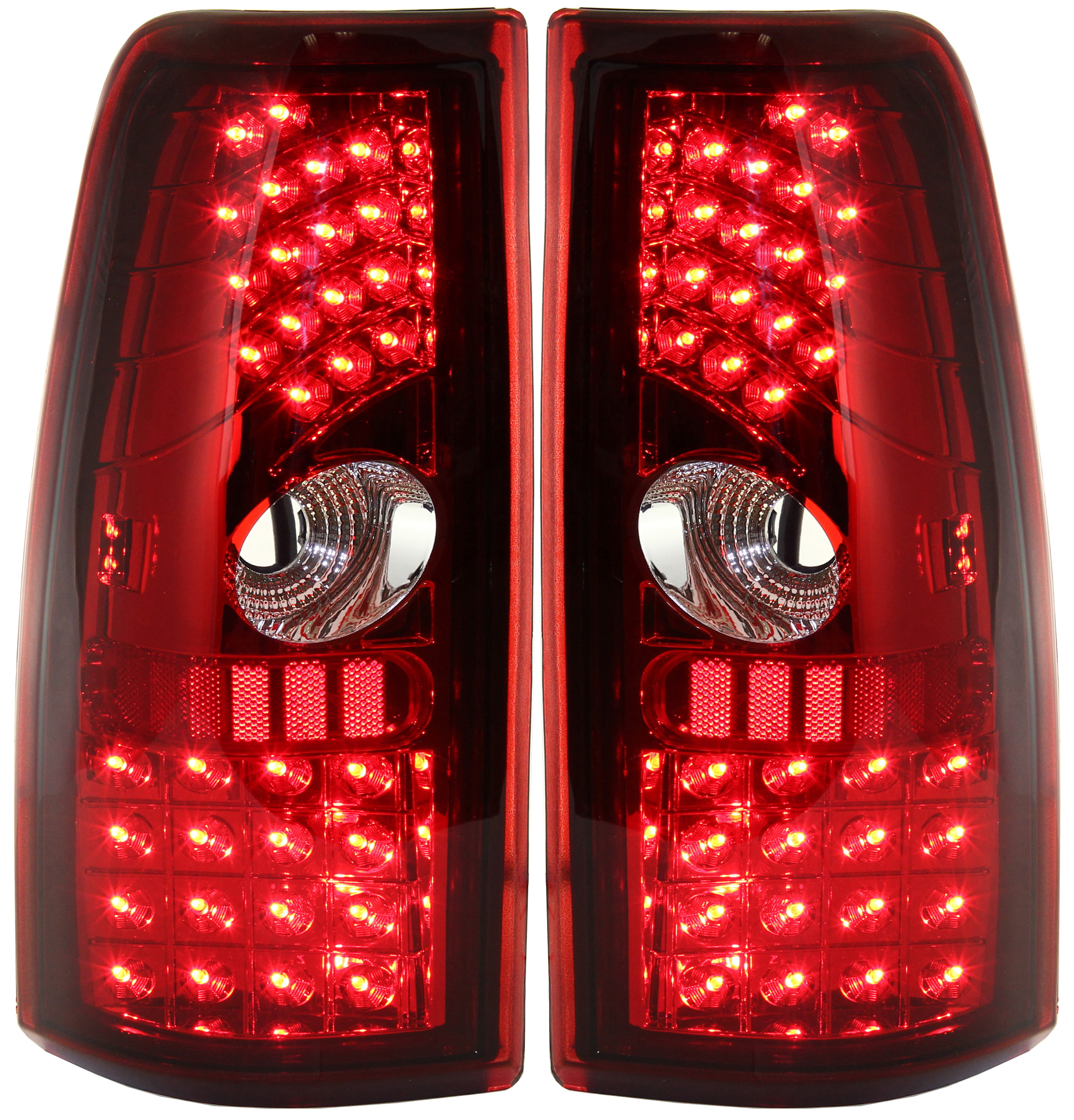 AM SILVERADO P U 99-07 TAIL LAMP RH AND LH Asmbly LED Red Intr Clr Lns Exc. Hybrid w o Rvrse Bulb SKU STYCV9906LCTL2 OEM Performance