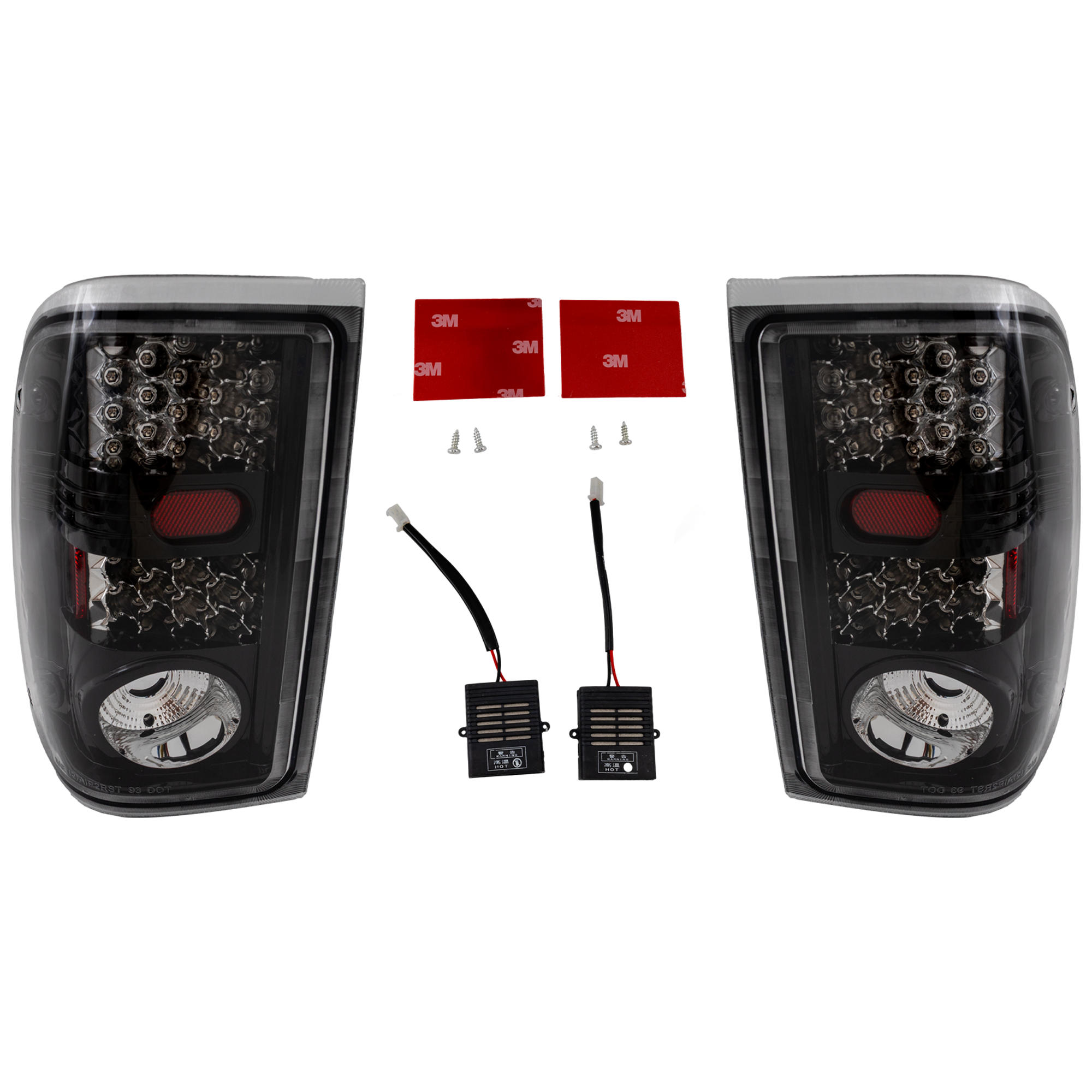 AM RANGER 00-03 TAIL LAMP RH and LH Asmbly LED Gloss Black Clear Lens w o Rvrse Bulb SKU STYFD0003LCTL2 OEM Performance