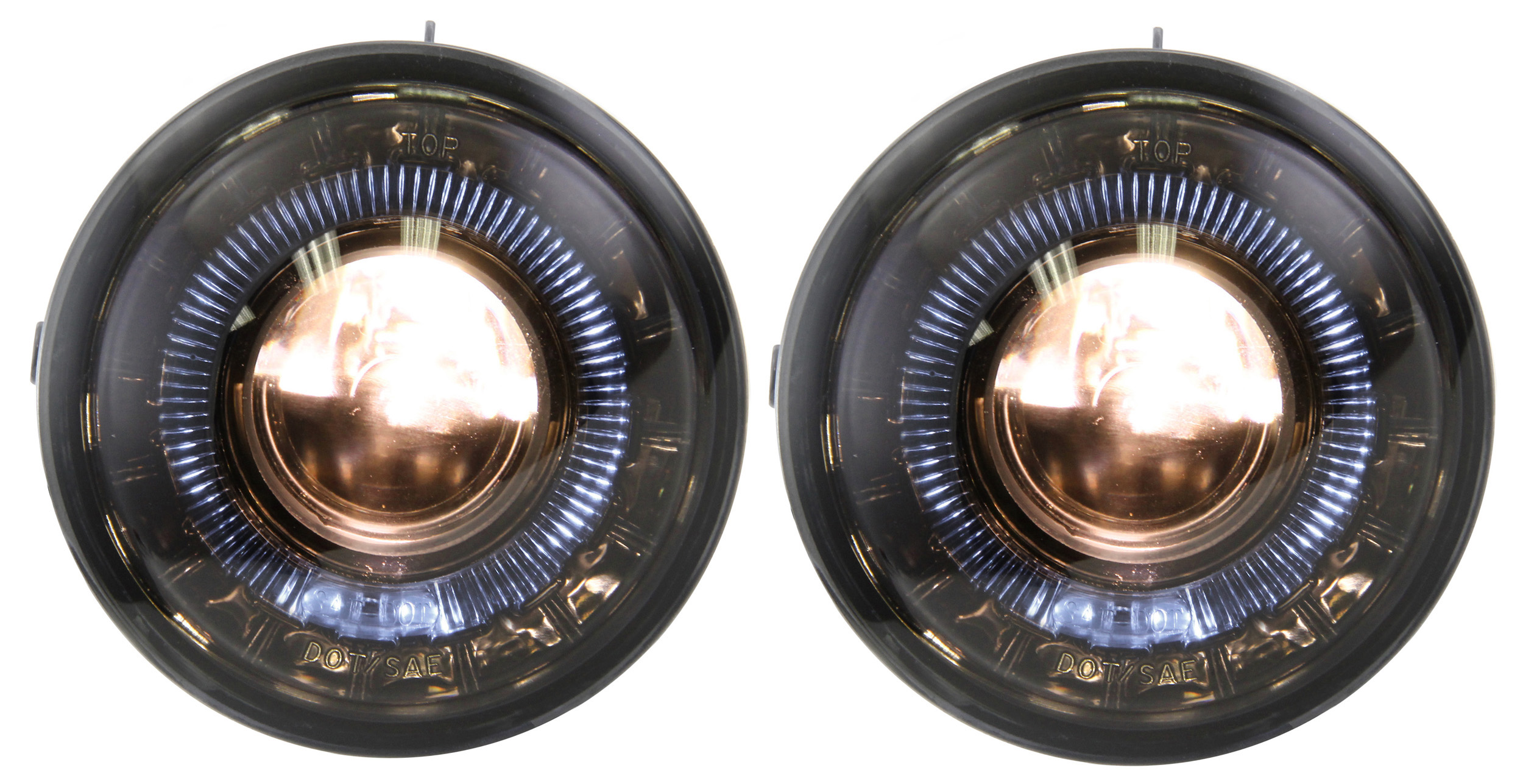 AM F 150-06-10 FRONT FOG LAMP RH AND LH Assembly Halo Projector Type Smoke Lens SKU STYFD0610FL1