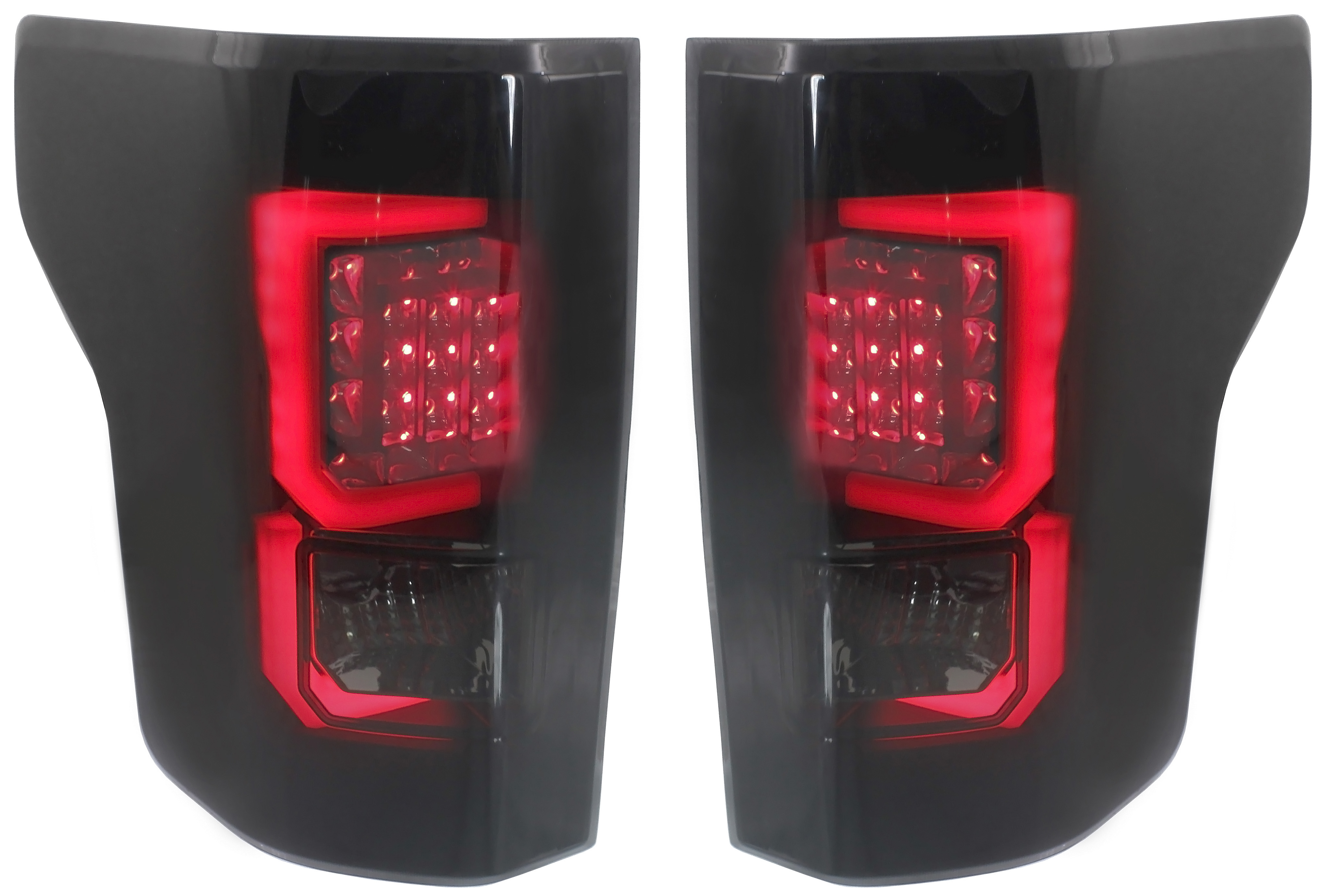 AM F 150-15-17 LED CLEAR TAIL LAMP RH and LH Assembly LED Black Interior Smoked Lens All Cab Types SKU STYFD1516LCTL1 OEM Performance