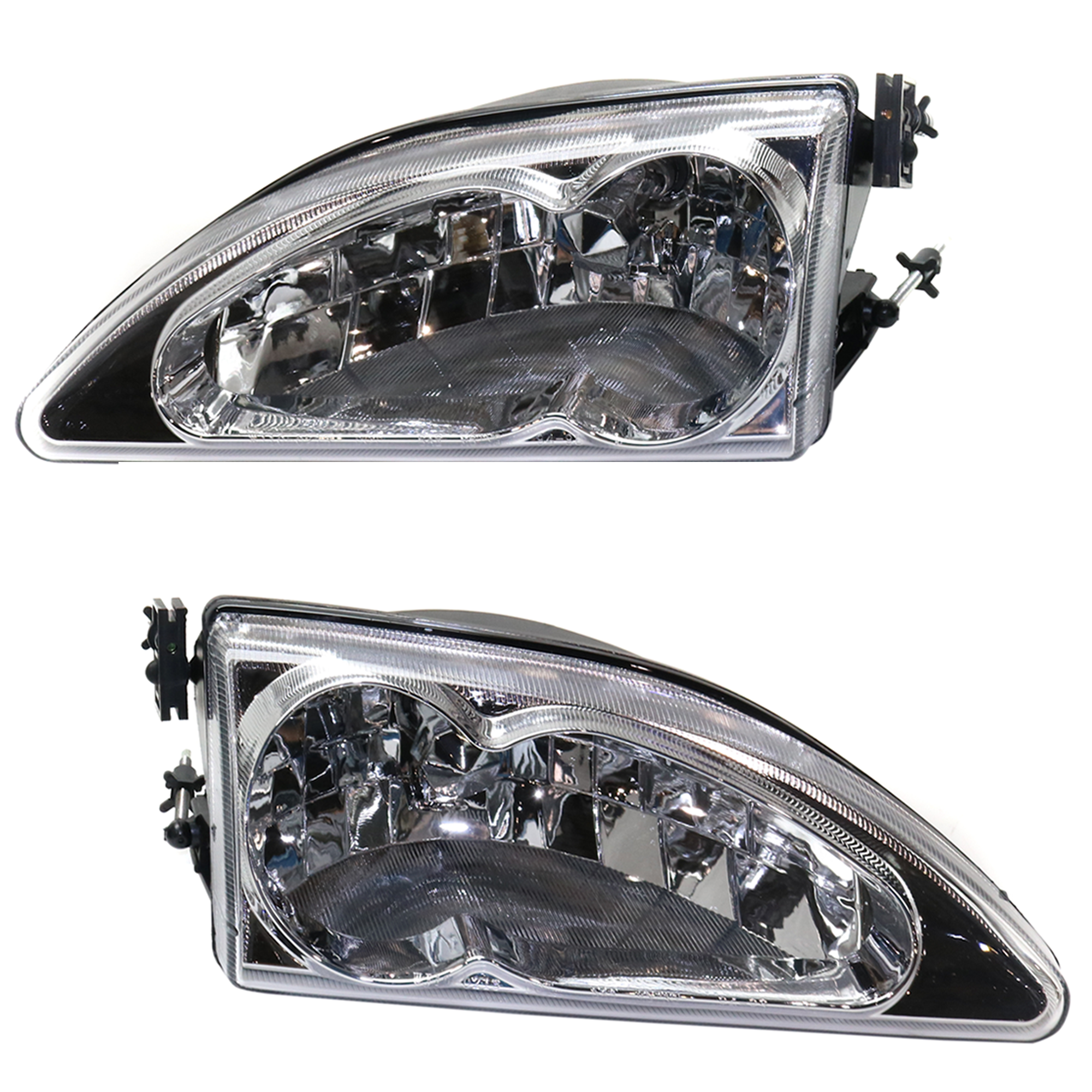 AM MUSTANG 94-98 HEAD LAMP RH AND LH Lens and Housing Halogen Chrome Interior Clear Lens Cobra Models SKU STYFD9498HL1 OEM F4ZZ13008D PFM F4ZZ13008C PFM
