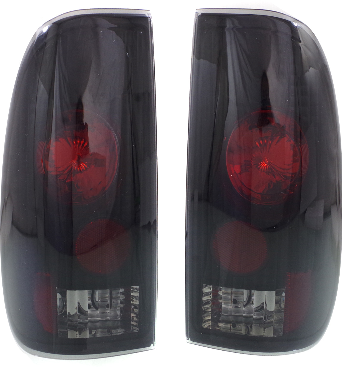 AM F SERIES 97-07 TAIL LAMP RH and LH Lens and Housing Blk Intr Smoke Lens Styleside F 150-97-03 F 350-99-07 SKU STYFD9707CTL1 OEM Performance