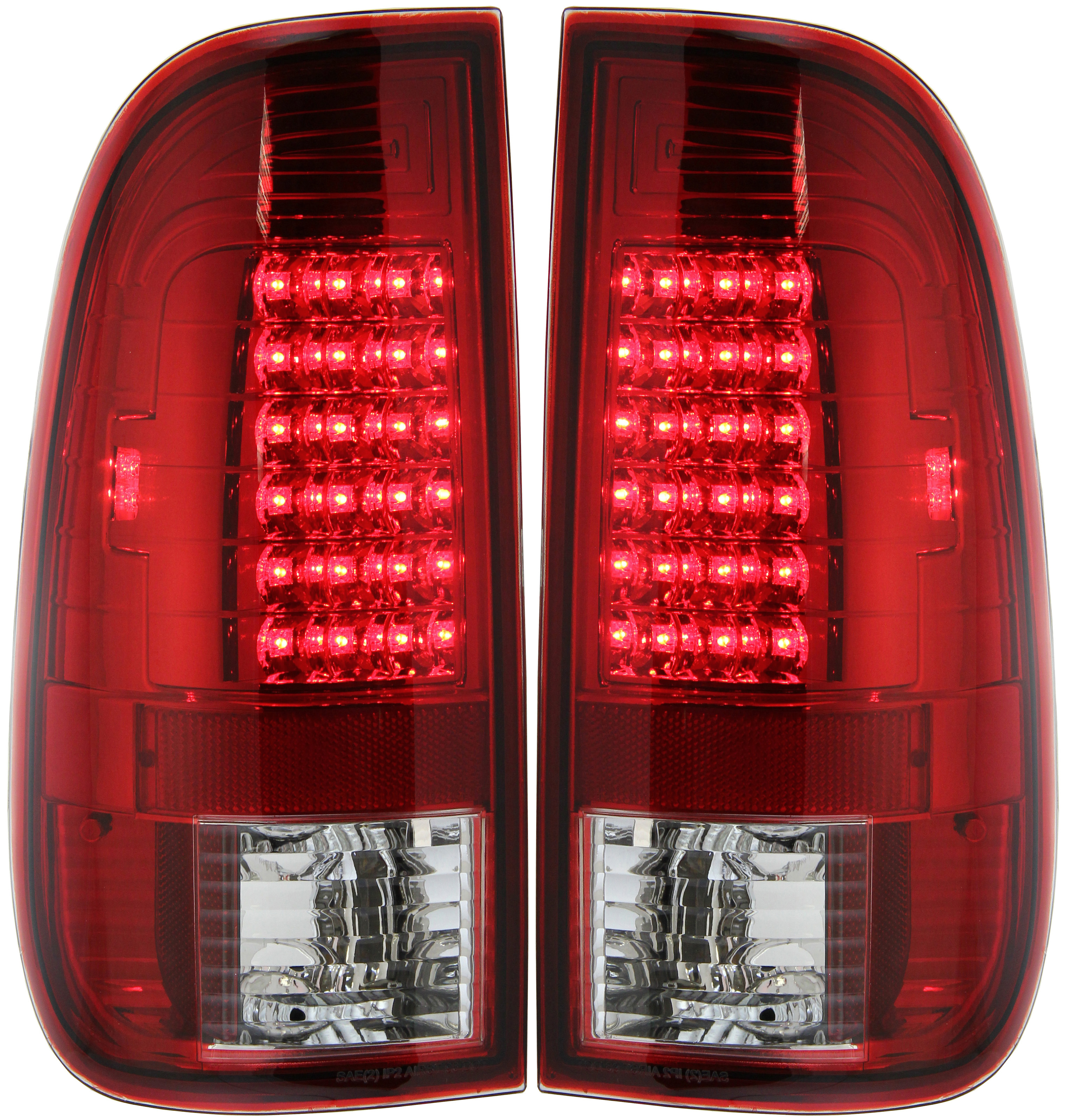 AM F 150-97-03 F 250-97-99 F SUPER DUTY 99-07 TAIL LAMP RH AND LH Assembly LED Red and Clear Lens Chrome Interior SKU STYFD9707TL1
