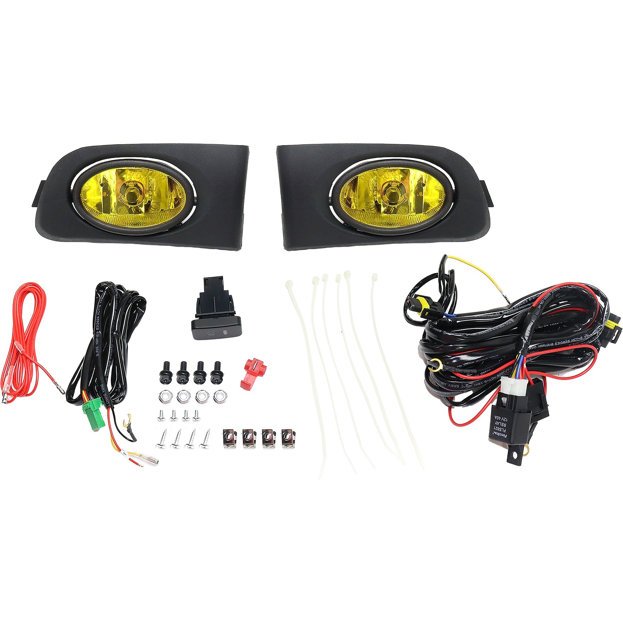 AM CIVIC 01-03 FRONT FOG LAMP RH AND LH Assembly Halogen Yellow Lens Coupe Sedan SKU STYHD0103FL2 OEM Performance