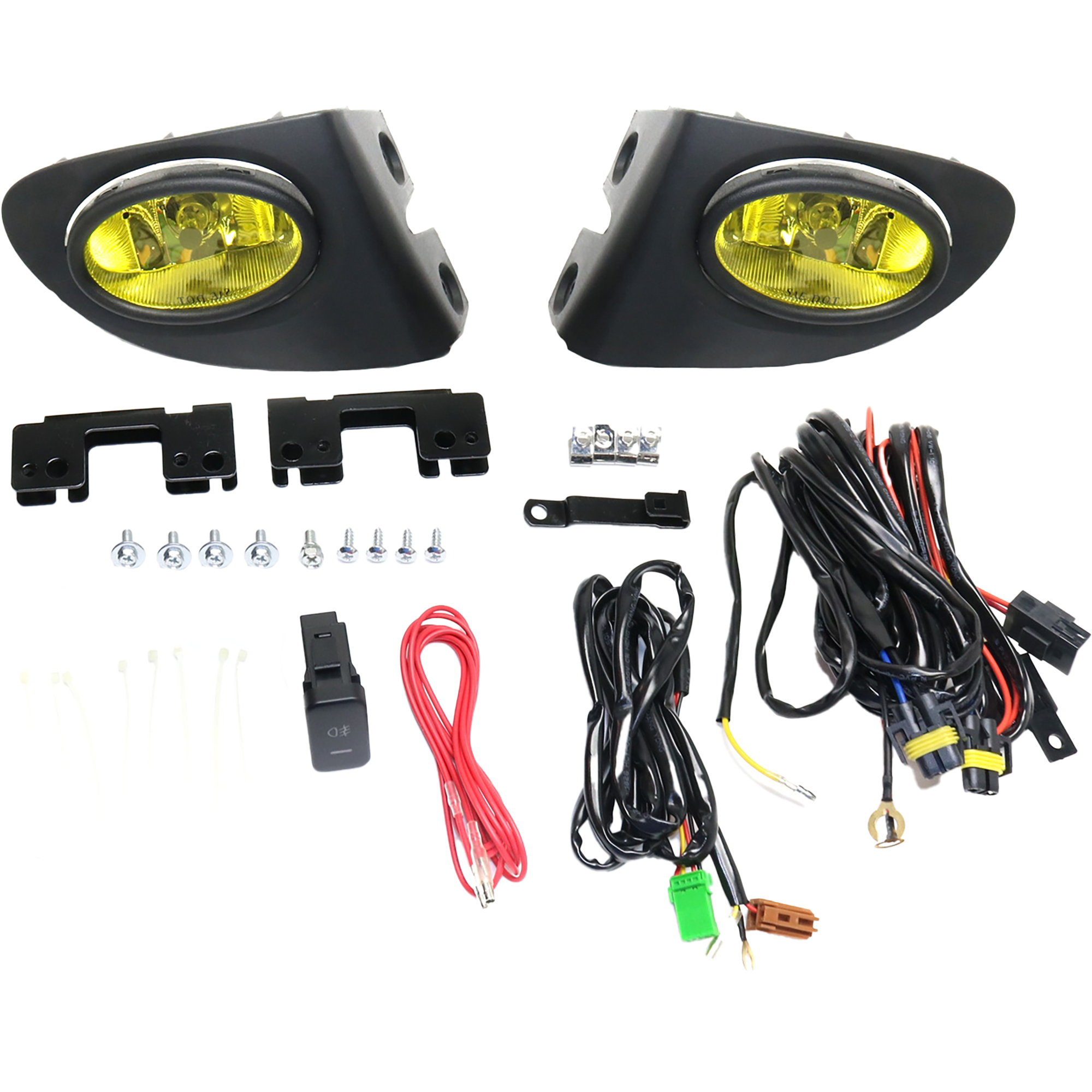 AM CIVIC 02-05 FRONT FOG LAMP RH AND LH Assembly Halogen Yellow Lens Si Model Hatchback SKU STYHD0205FL1 OEM Performance