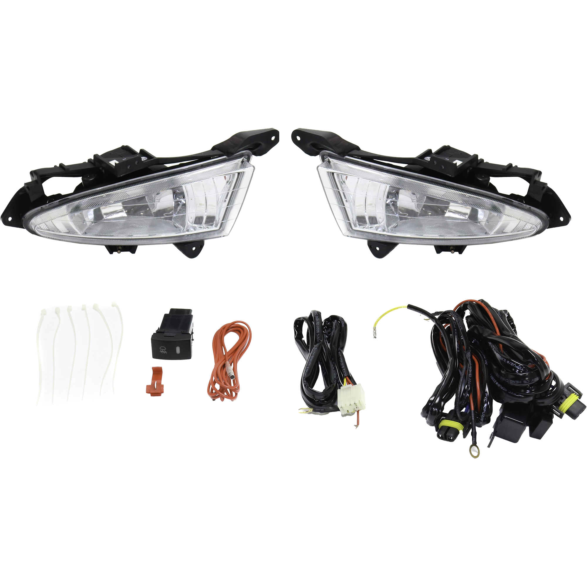 AM ELANTRA 07-10 FRONT FOG LAMP RH and LH Assembly Halogen Clear Lens Sedan SKU STYHY0710FL1 OEM Performance