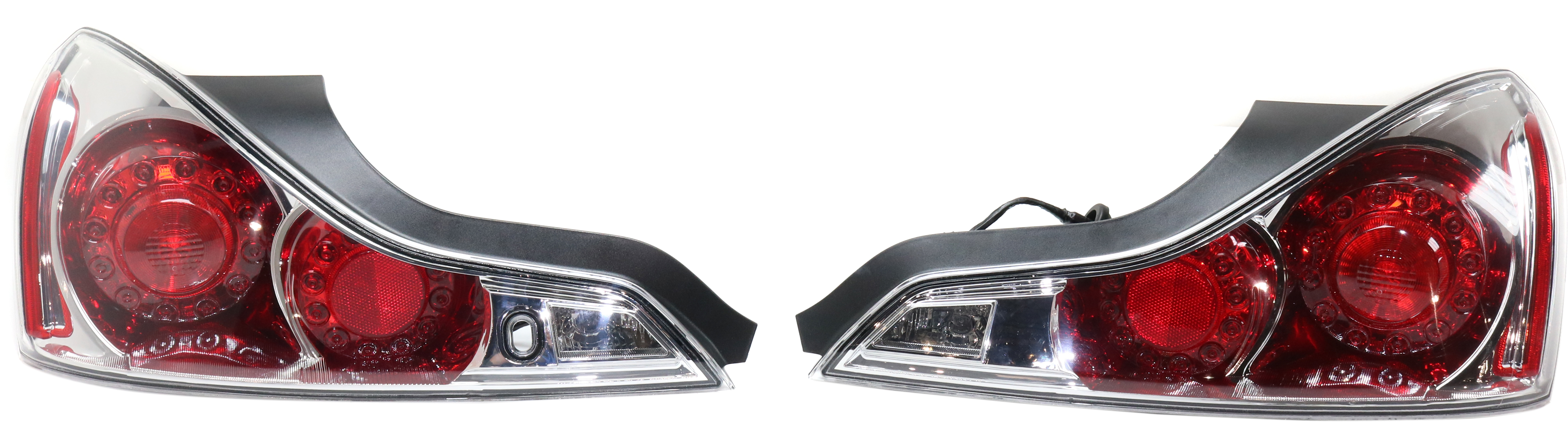 AM G37-08-13 Q60-14-15 CLEAR TAIL LAMP RH AND LH Assembly Halogen Chrome Interior Clear Lens Coupe SKU STYIF0815CTL1 Partslink IN2811109 OEM Performance