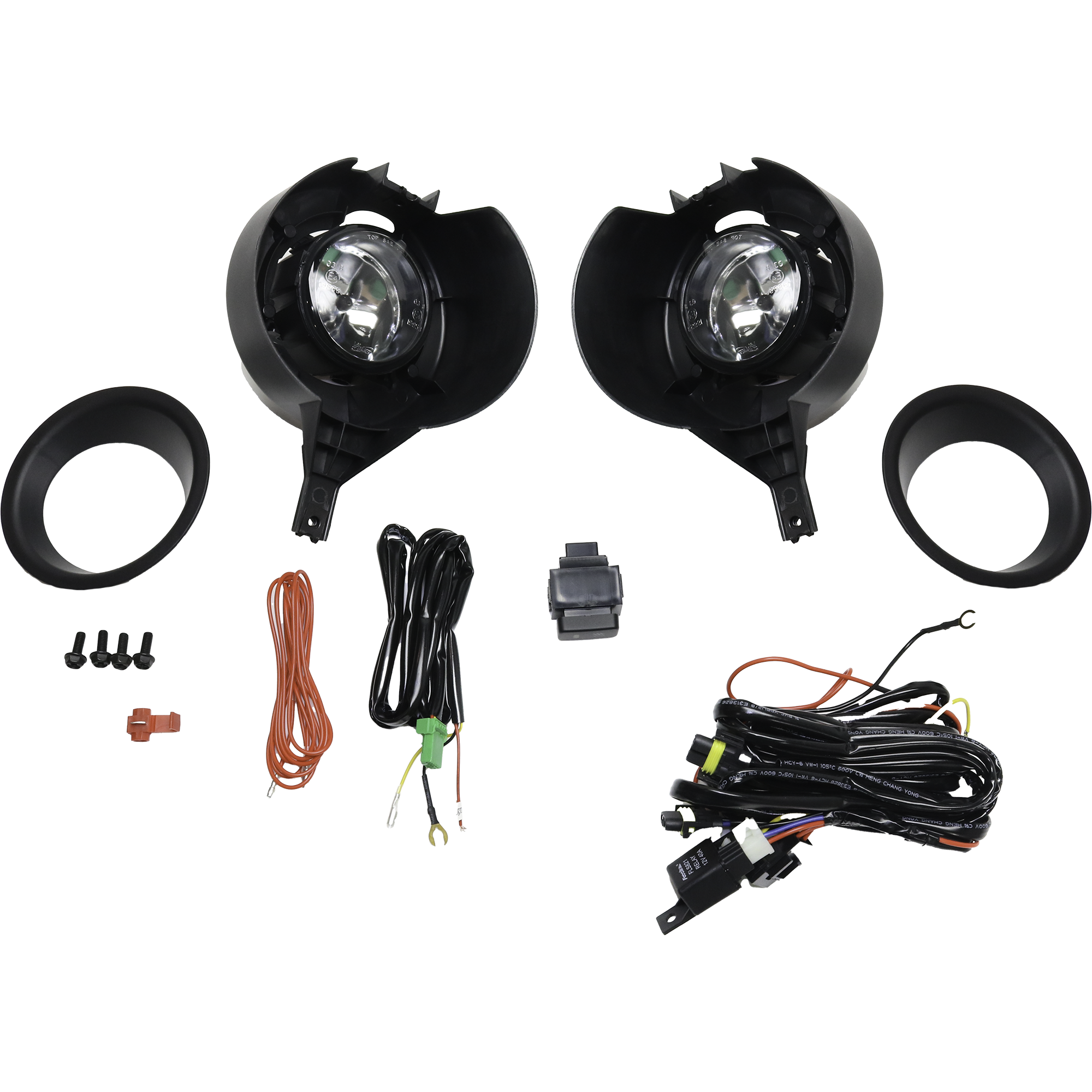 AM FRONTIER 05-17 FRONT FOG LAMP RH AND LH Assembly Halogen Clear Lens 2 Piece Type Bumper SKU STYNS0515FL1 OEM Performance