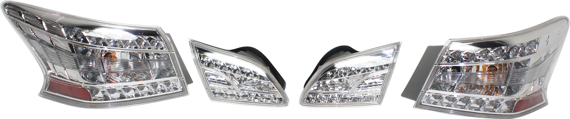 AM SENTRA 13-18 TAIL LAMP RH AND LH Inner and Outer Assembly LED Clear Lens Chrome Interior SKU STYNS1315LCTL2 Partslink NI2811157 OEM Performance