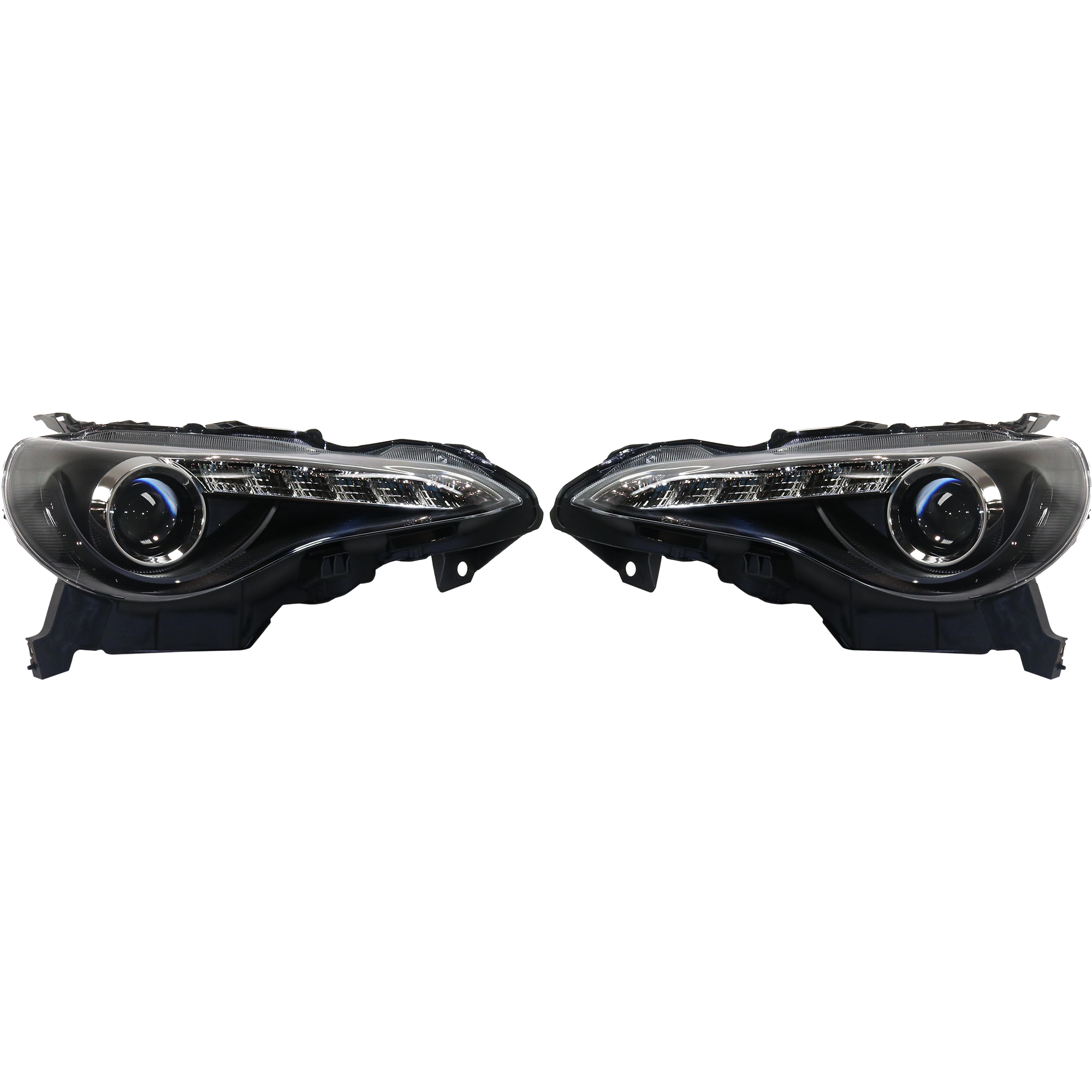 AM FR S 13-16 PROJECTOR HEAD LAMP RH AND LH Assembly Halogen Black Interior Clear Lens SKU STYSC1216PHL2 OEM Performance