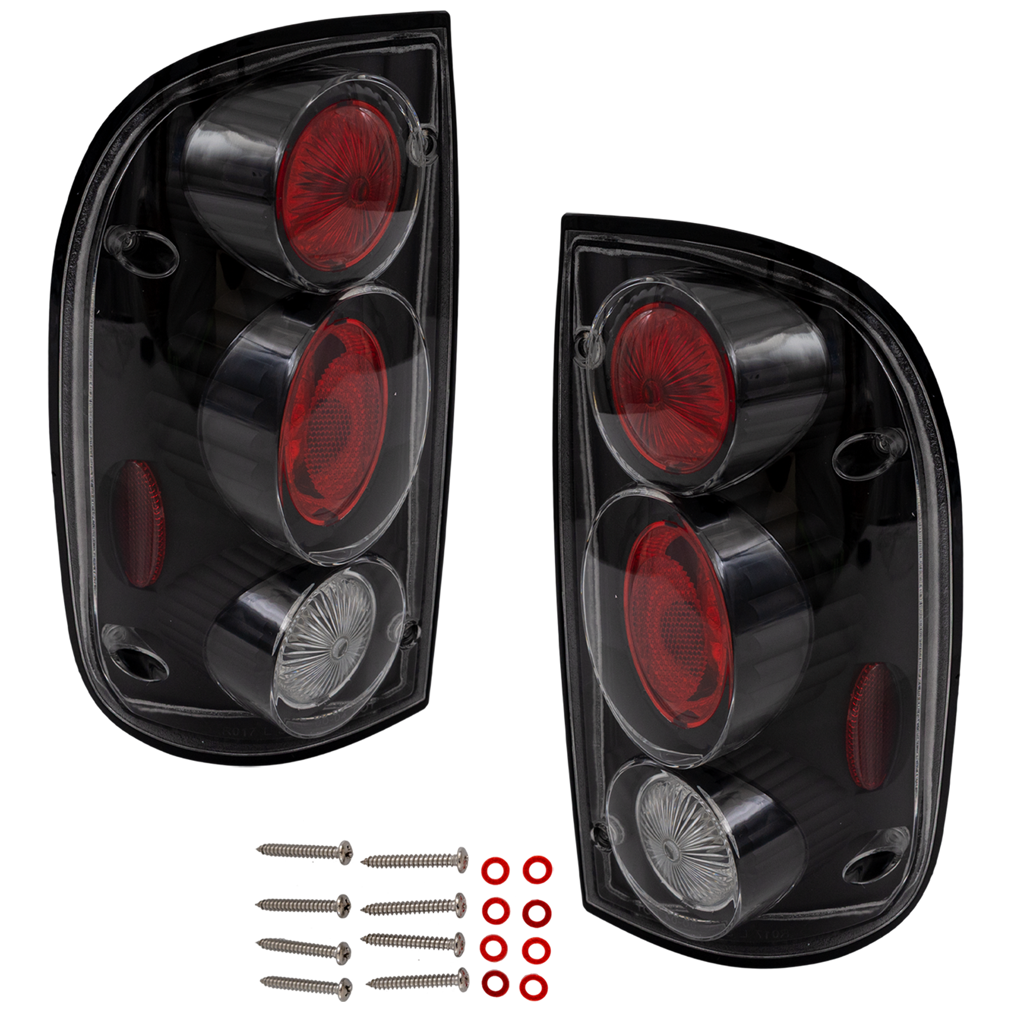 AM TACOMA 01-04 CLEAR TAIL LAMP RH and LH Assembly Black Interior Clear Lens SKU STYTY0104CTL1 OEM Performance