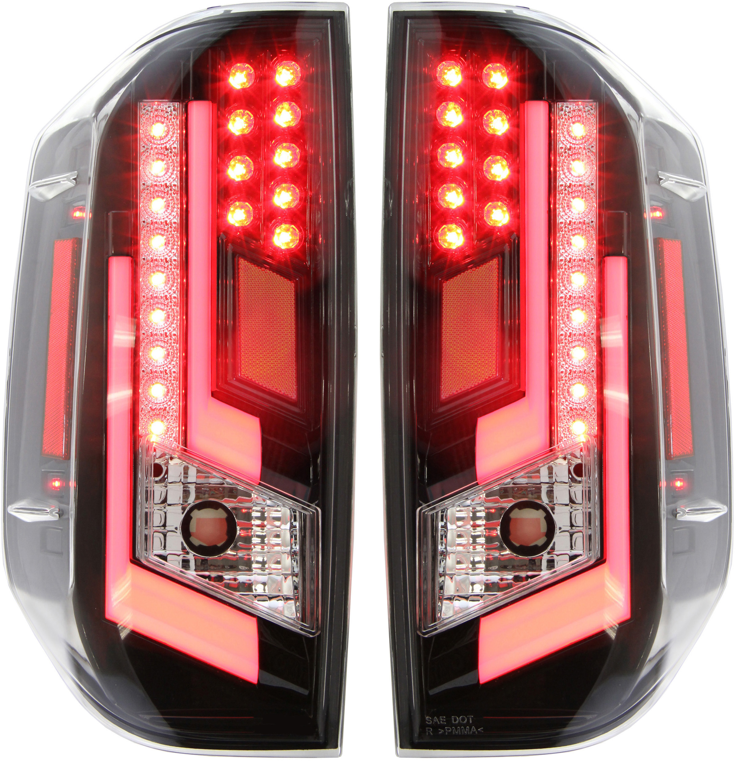 AM TUNDRA 14-16 LED CLEAR TAIL LAMP Assembly Set RH and LH Included Black Clear Lens w o Rvrse Bulb SKU STYTY1415LCTL3 OEM Performance